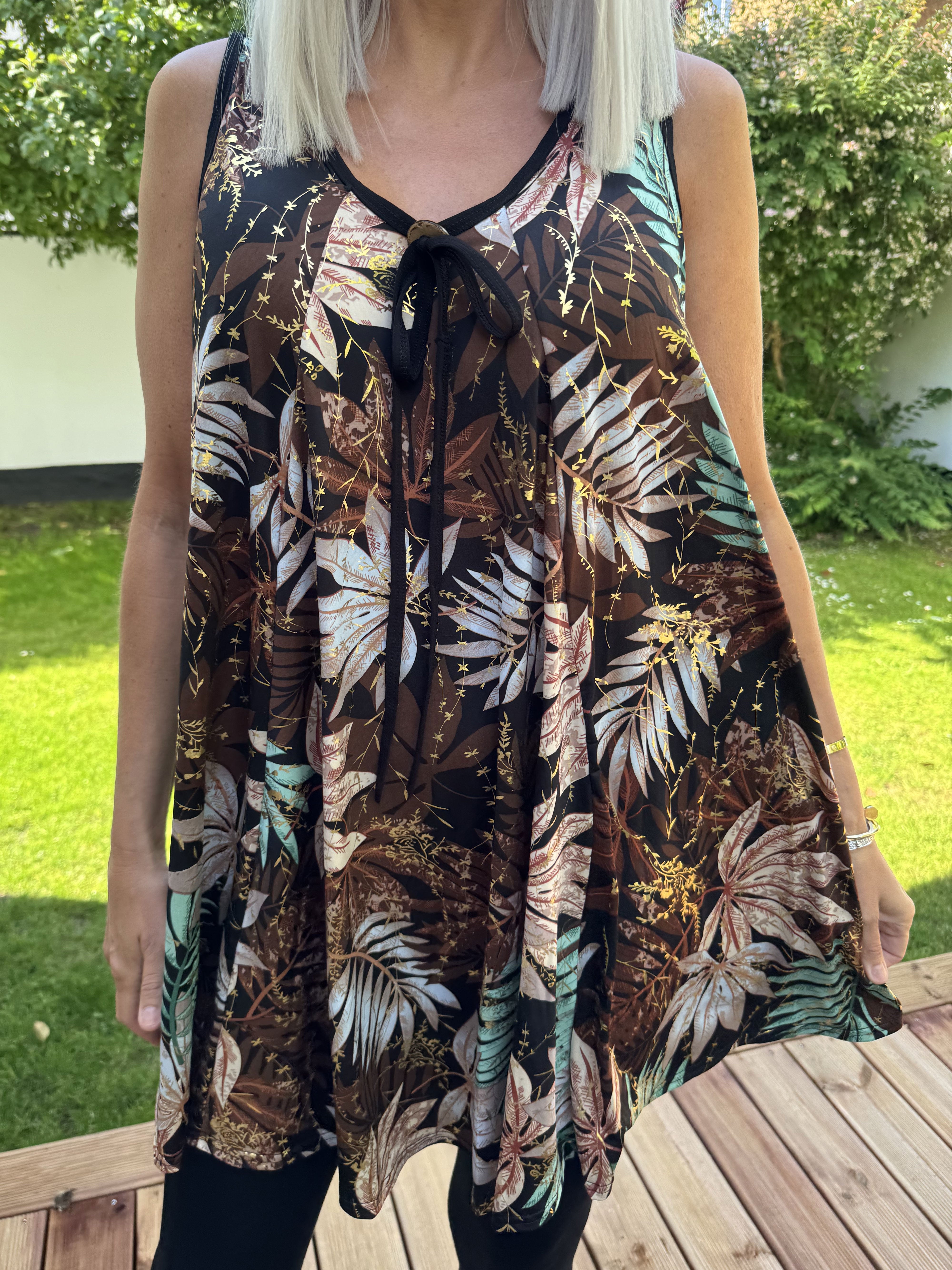 Palma Leaf - Lång mönstrad tunika i stretchigt tyg