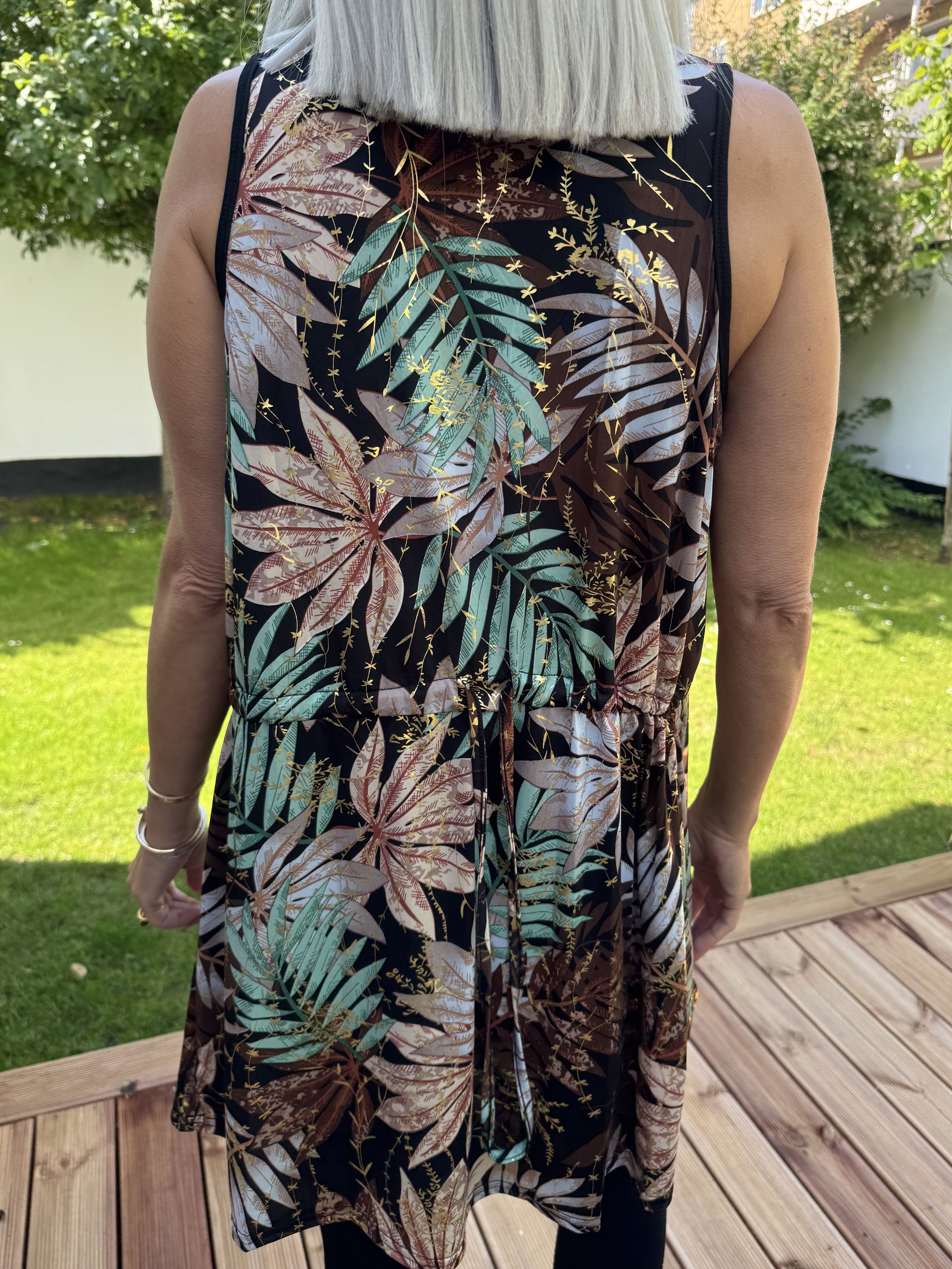 Palma Leaf - Lång mönstrad tunika i stretchigt tyg