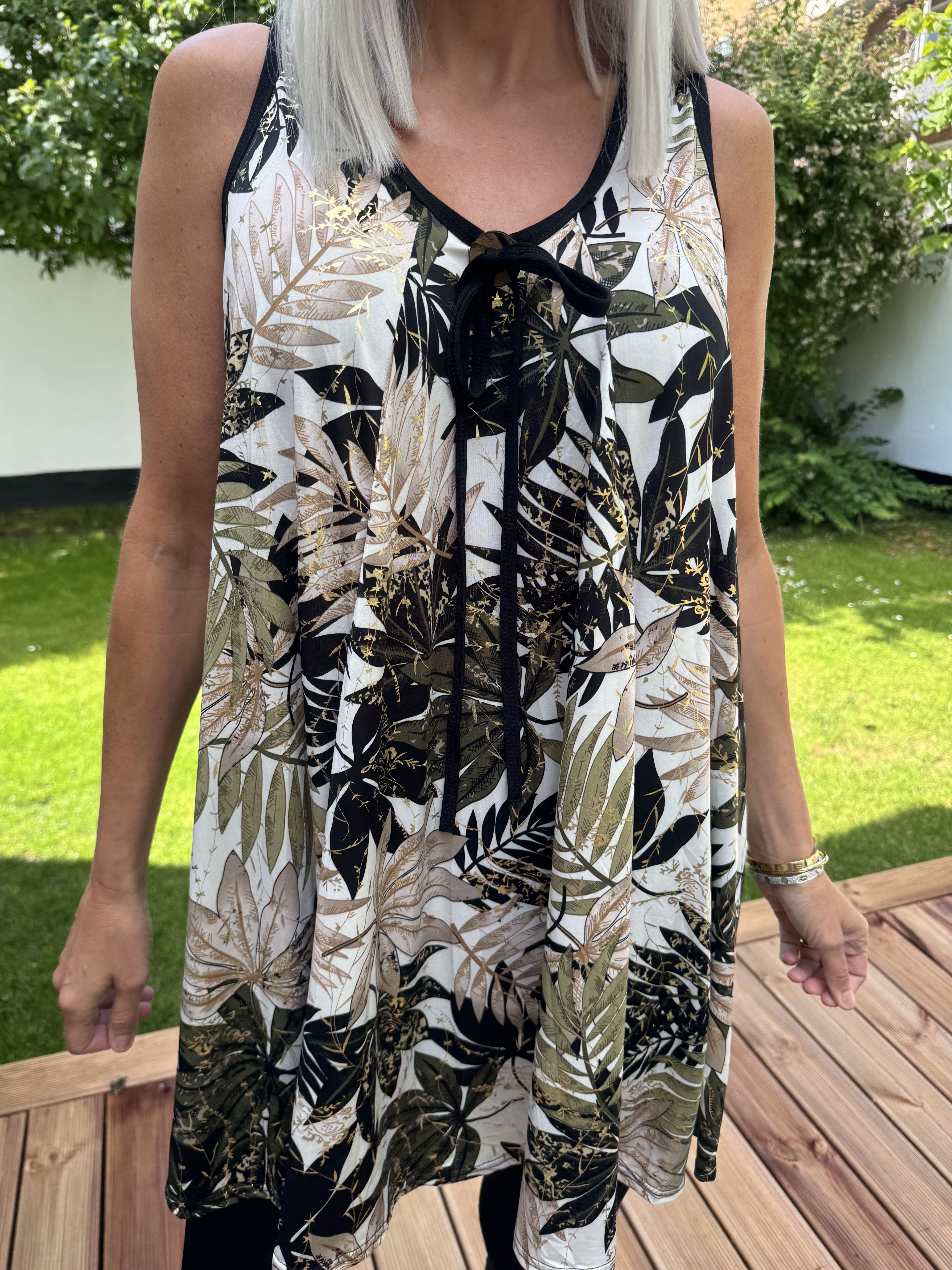 Palma Leaf - Lång mönstrad tunika i stretchigt tyg