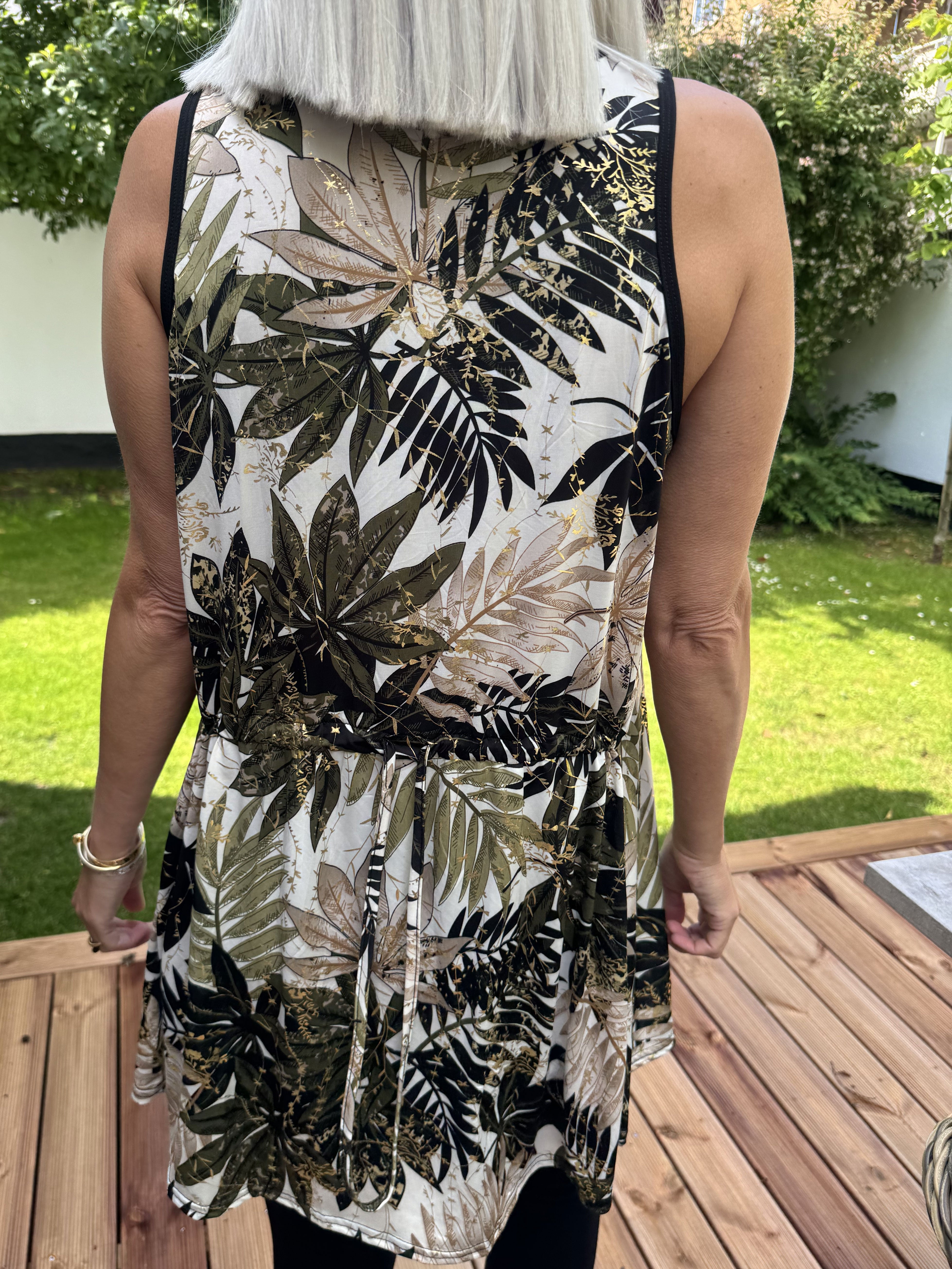 Palma Leaf - Lång mönstrad tunika i stretchigt tyg