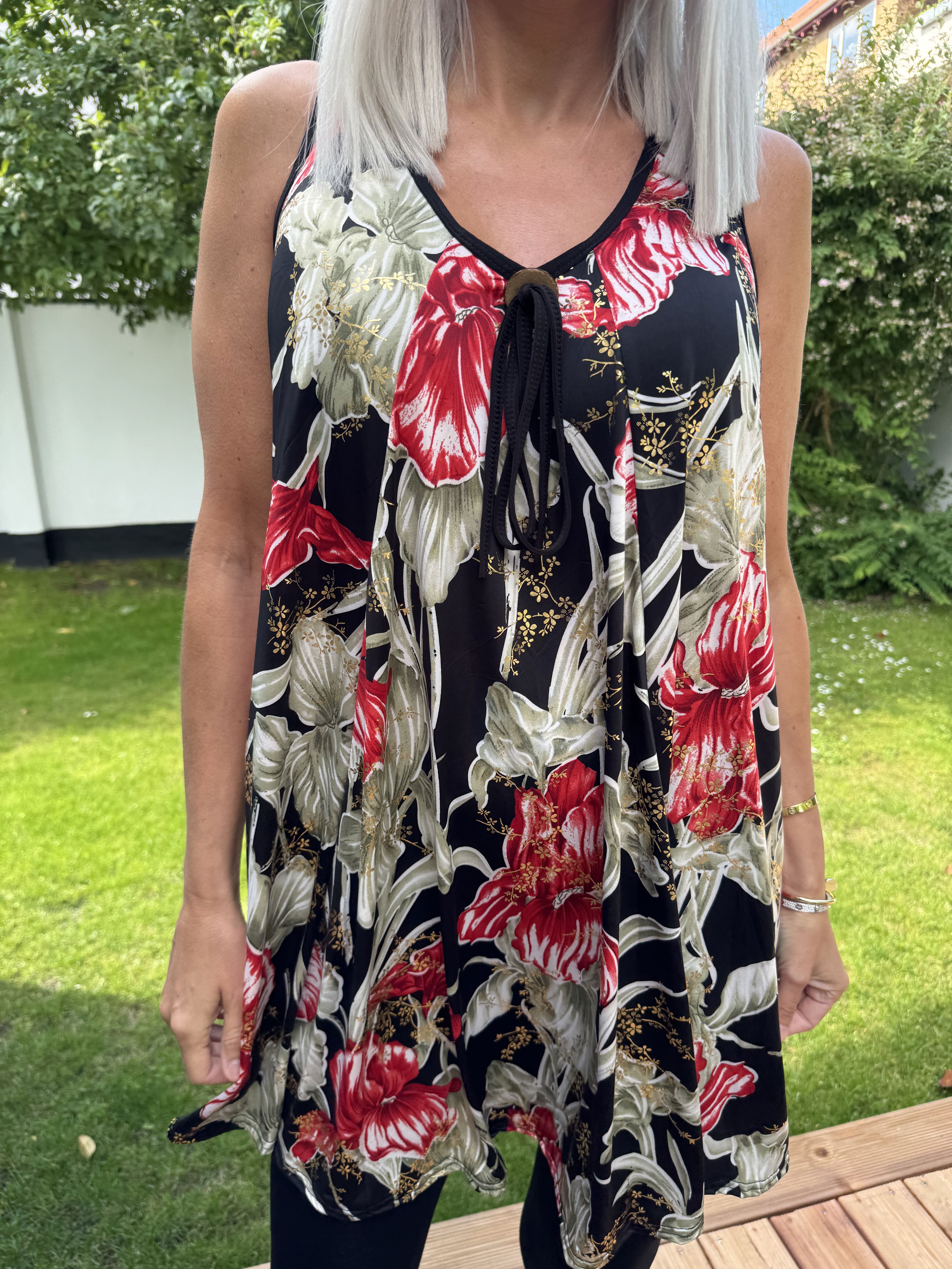 Palma Spring - Lång mönstrad tunika i stretchigt tyg