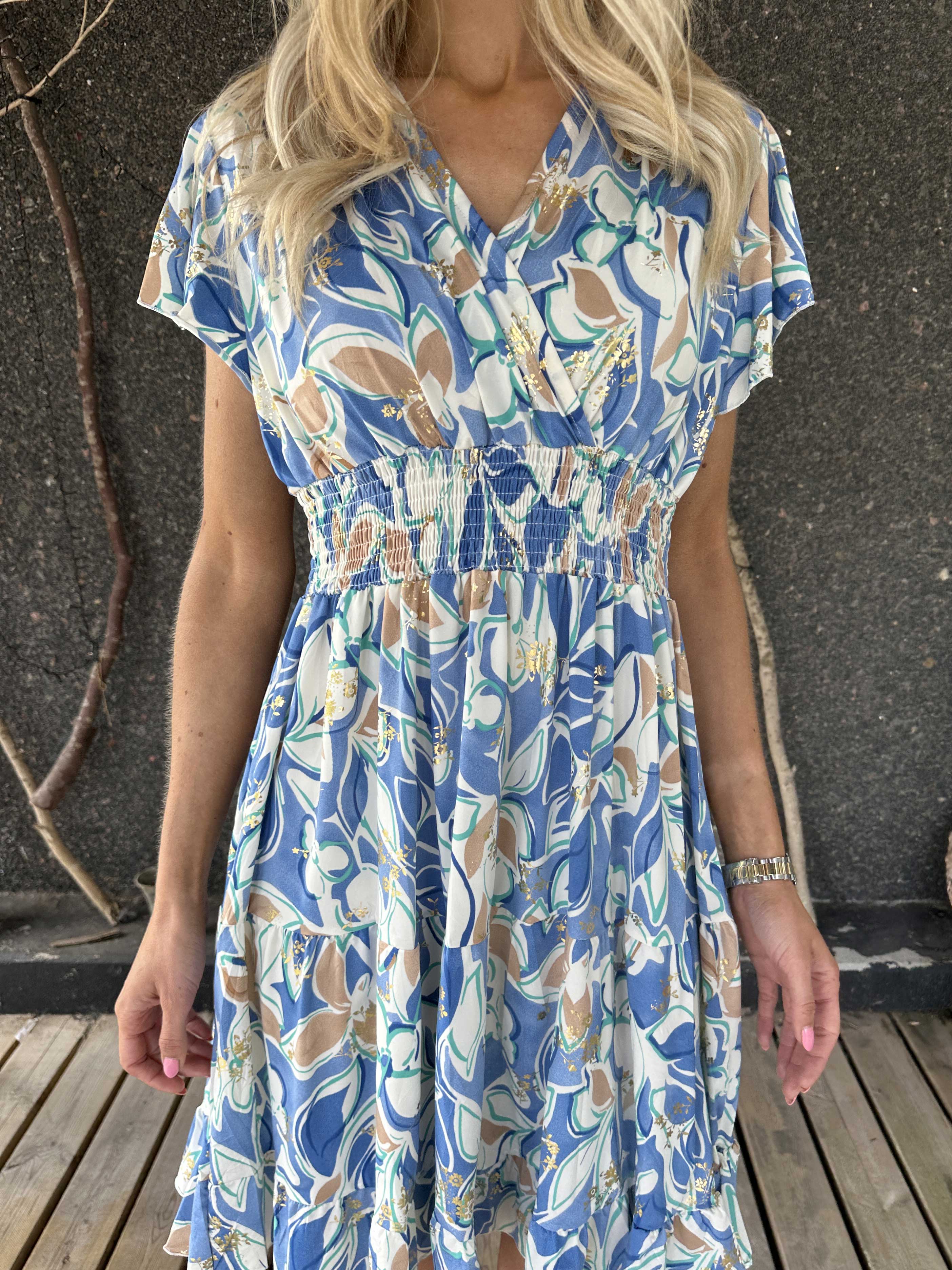 Palmira - Mönstrad elastisk klänning med lager på lager look