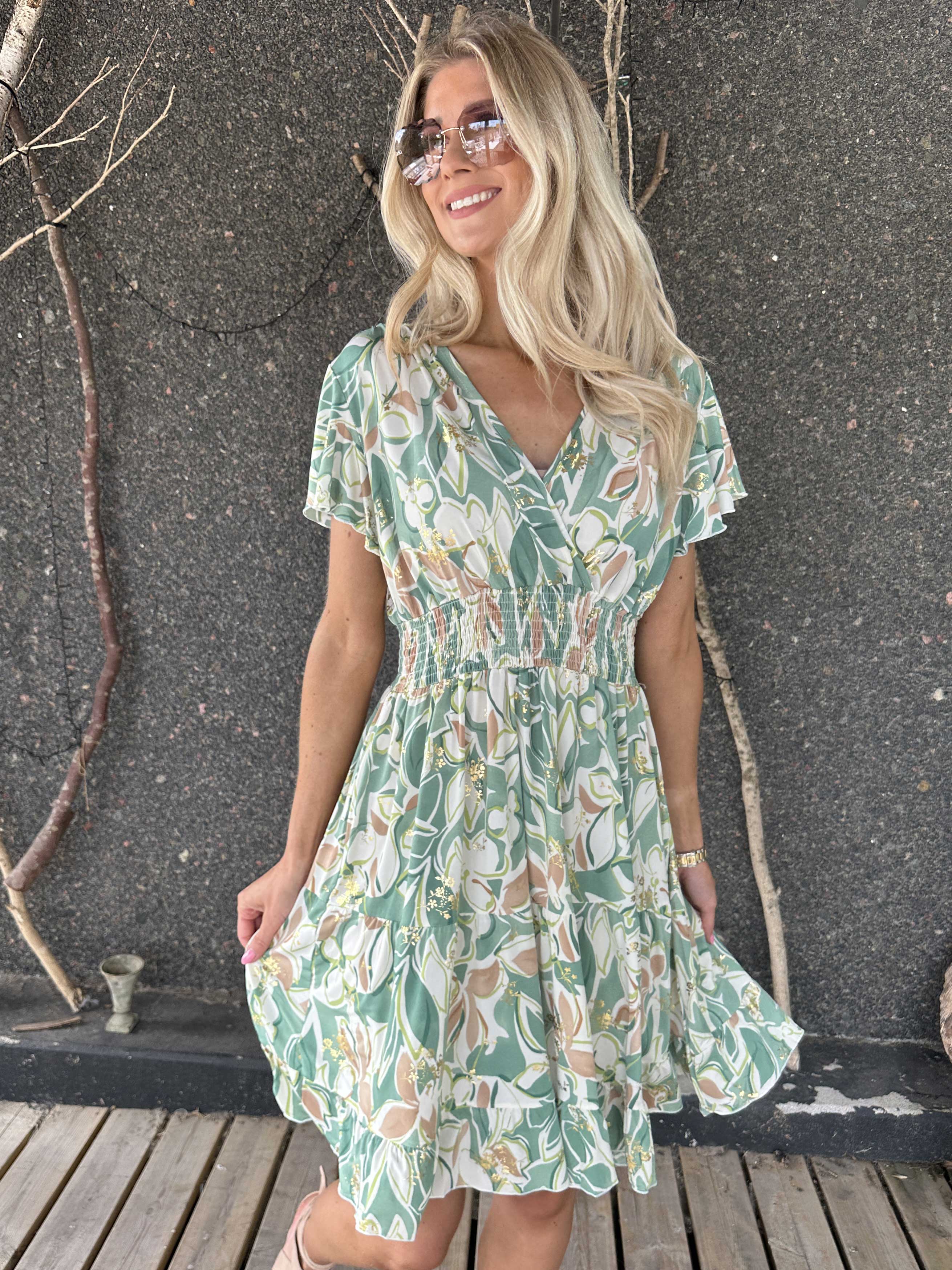 Palmira - Mönstrad elastisk klänning med lager på lager look