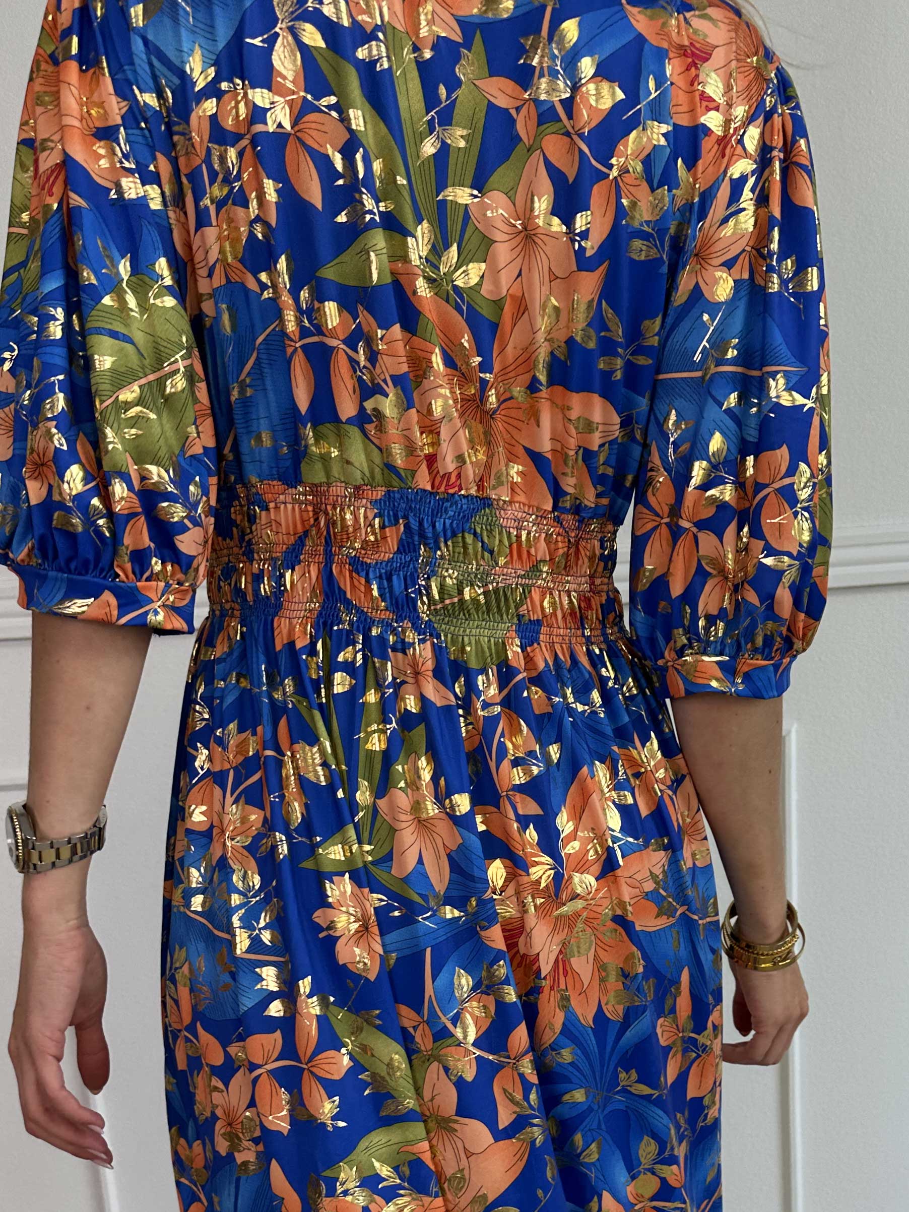 Pamina Leaf - Lång elastisk klänning med bladmotiv