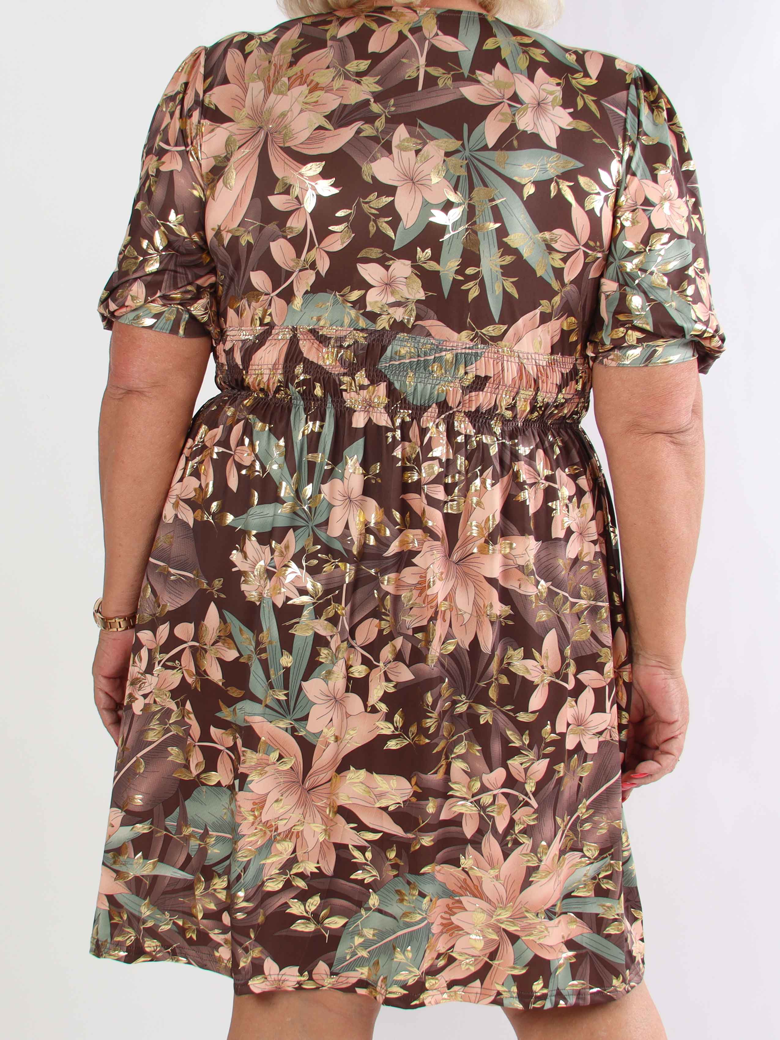 Pamina Leaf Short - Kort elastisk plus size klänning med bladmotiv