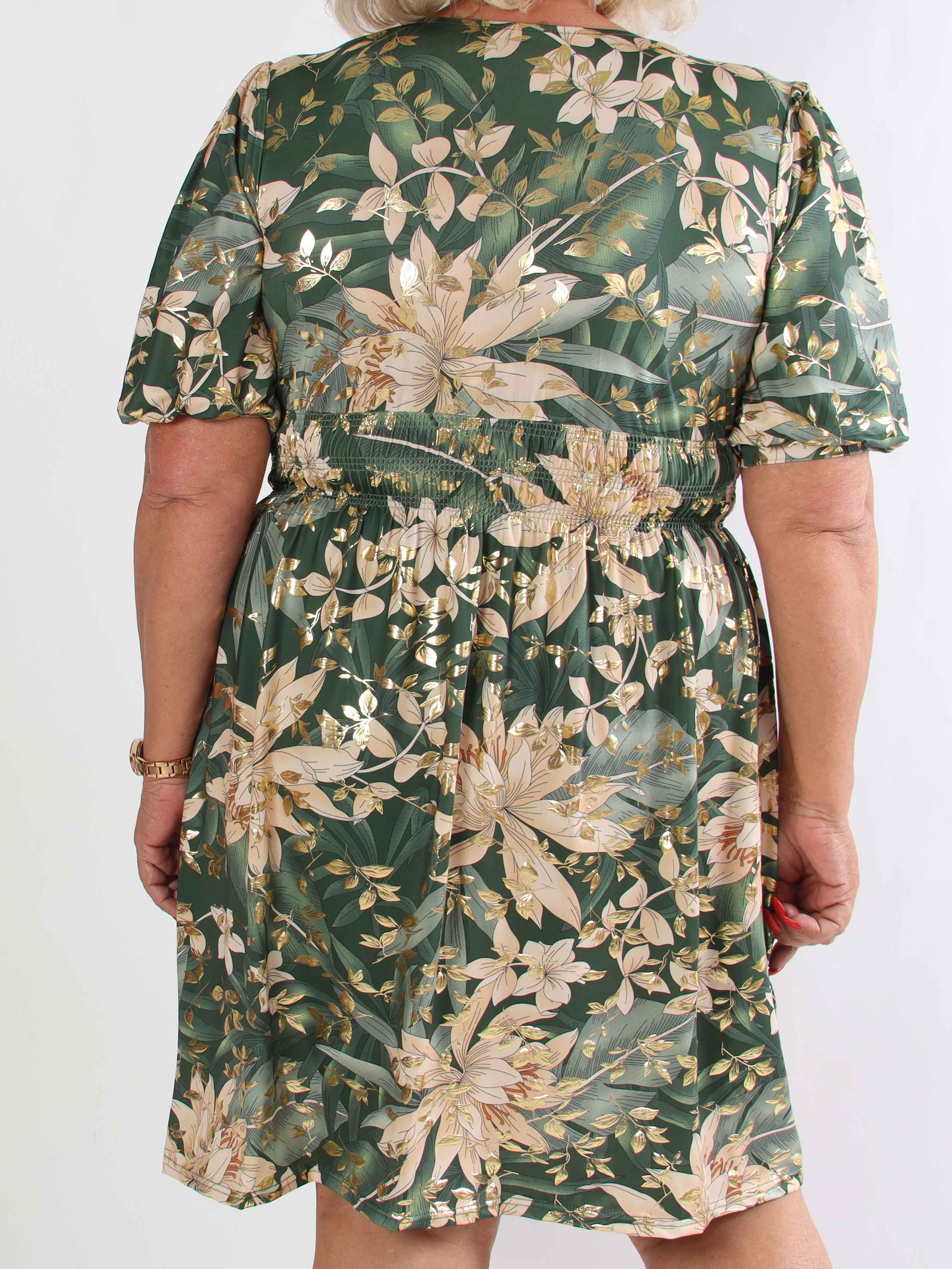 Pamina Leaf Short - Kort elastisk plus size klänning med bladmotiv