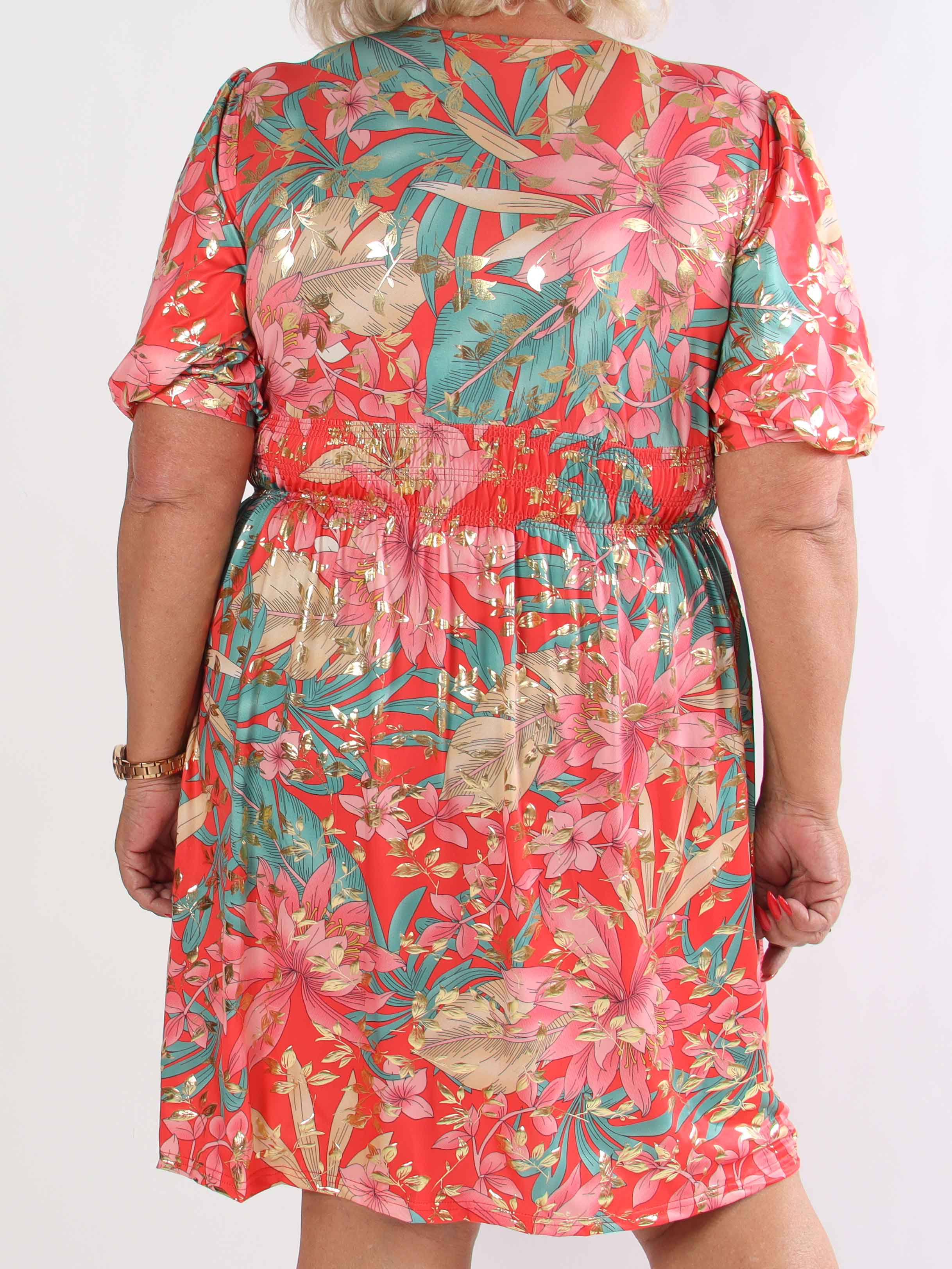 Pamina Leaf Short - Kort elastisk plus size klänning med bladmotiv