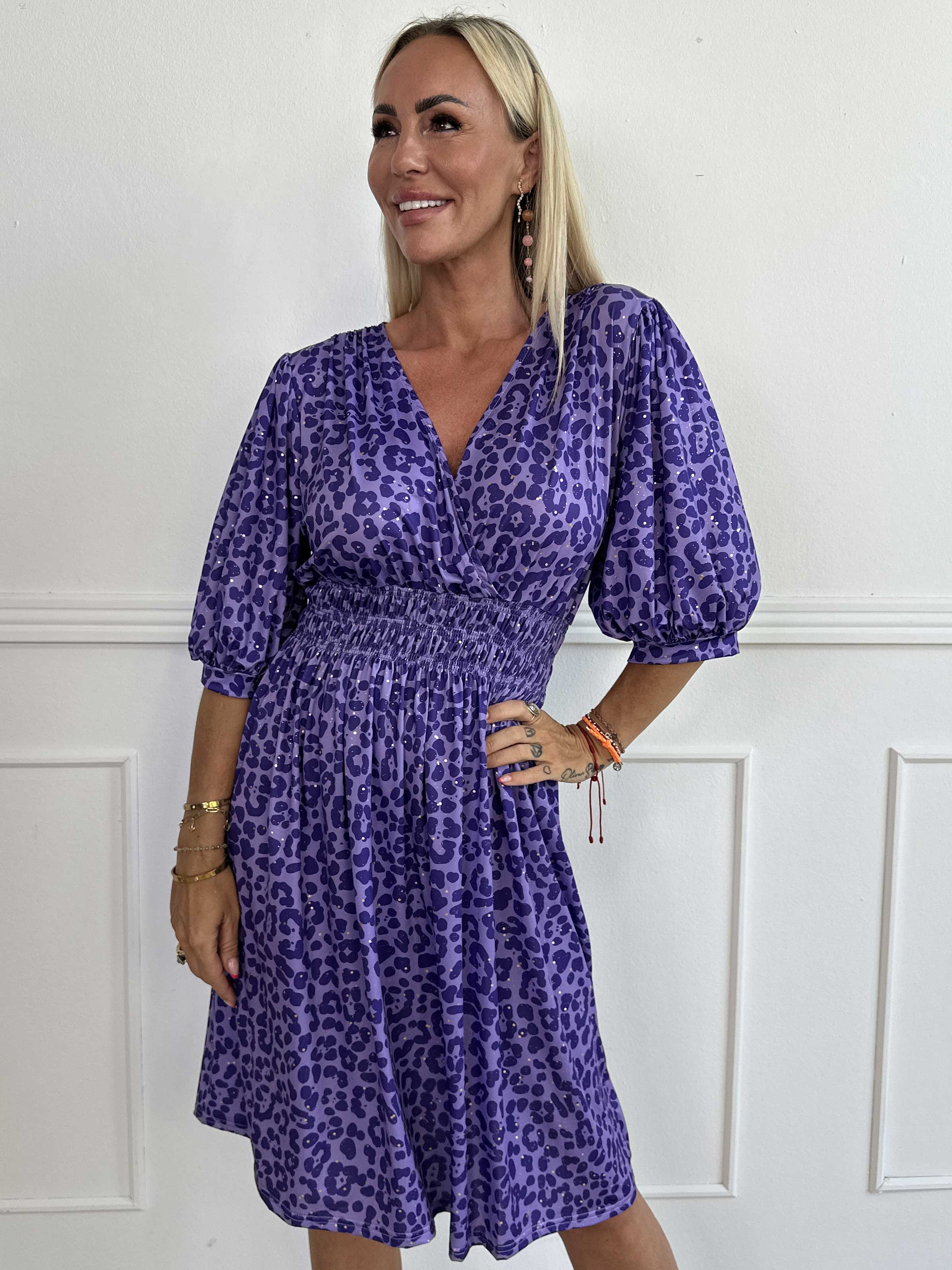 Pamina Leo Short - Kort elastisk kjole i leopardprint