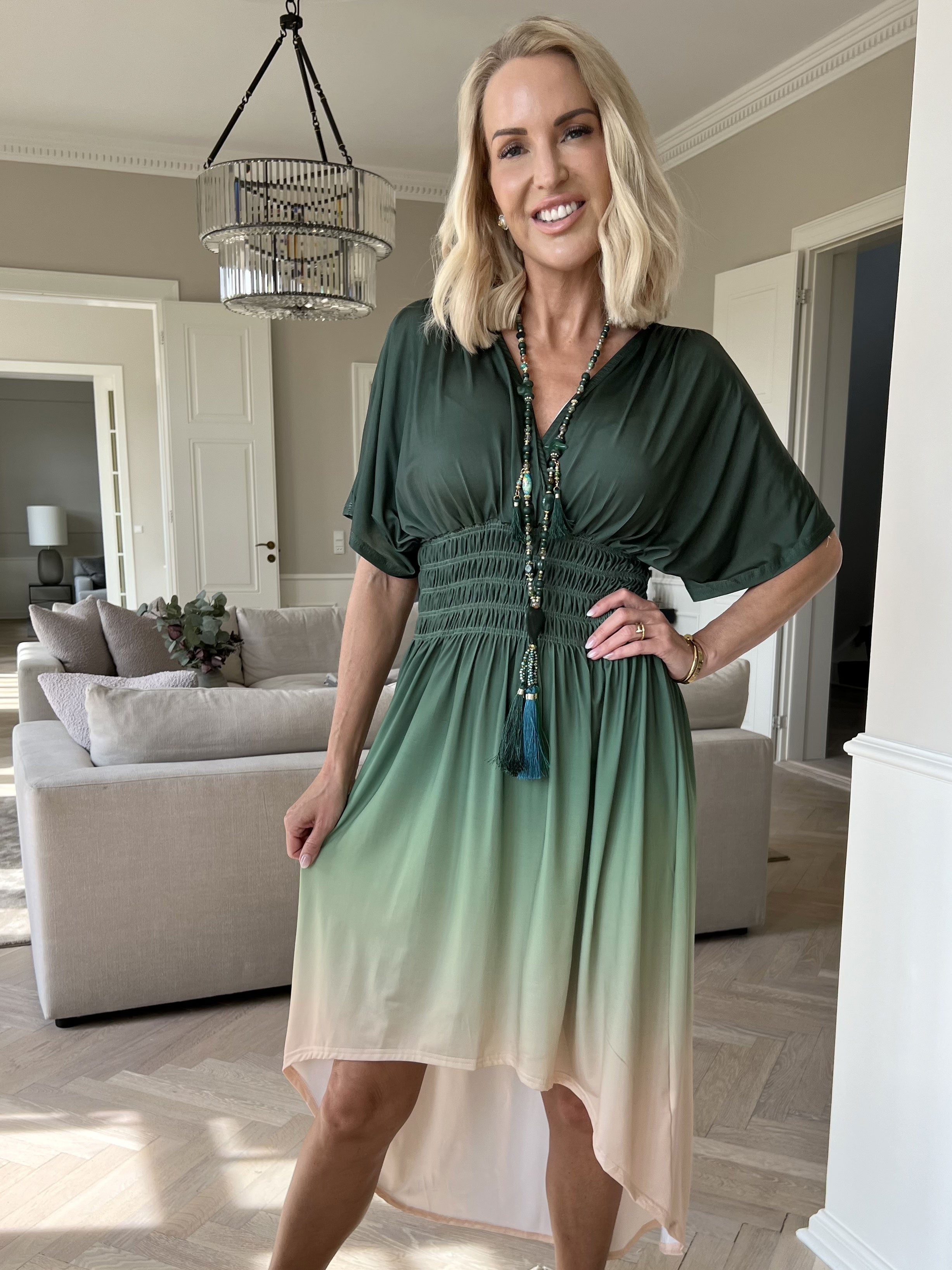 Pams Fade High-low - Stretchig flerfärgad klänning