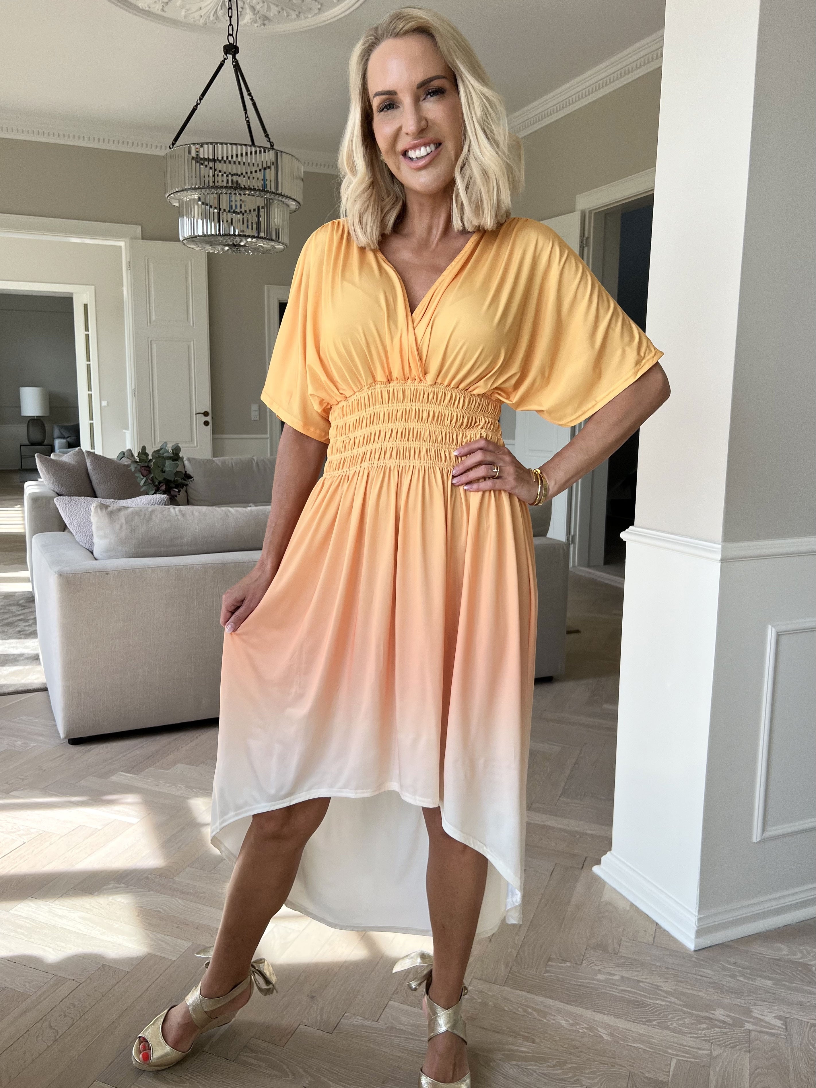 Pams Fade High-low - Stretchig flerfärgad klänning