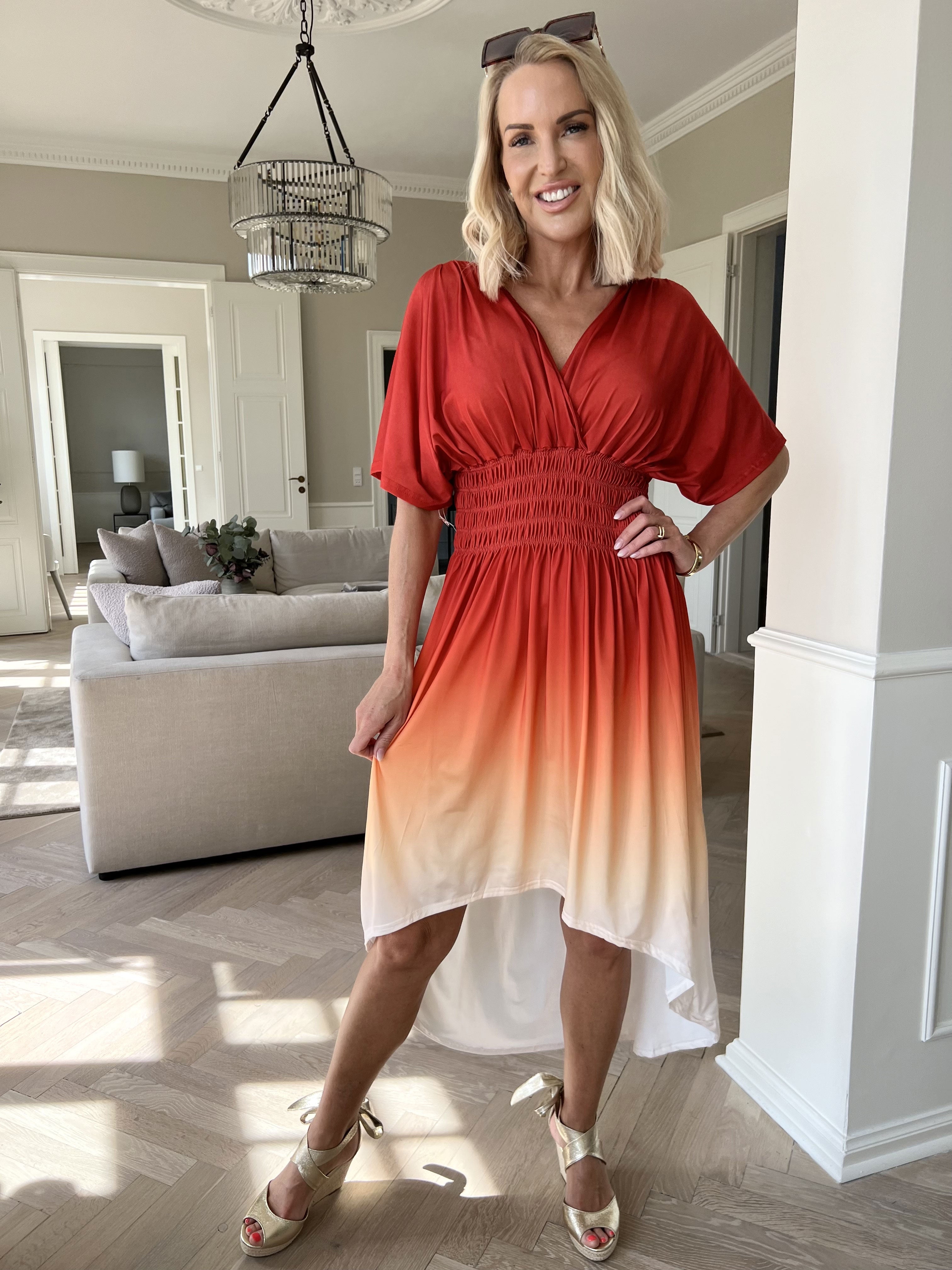 Pams Fade High-low - Stretchig flerfärgad klänning