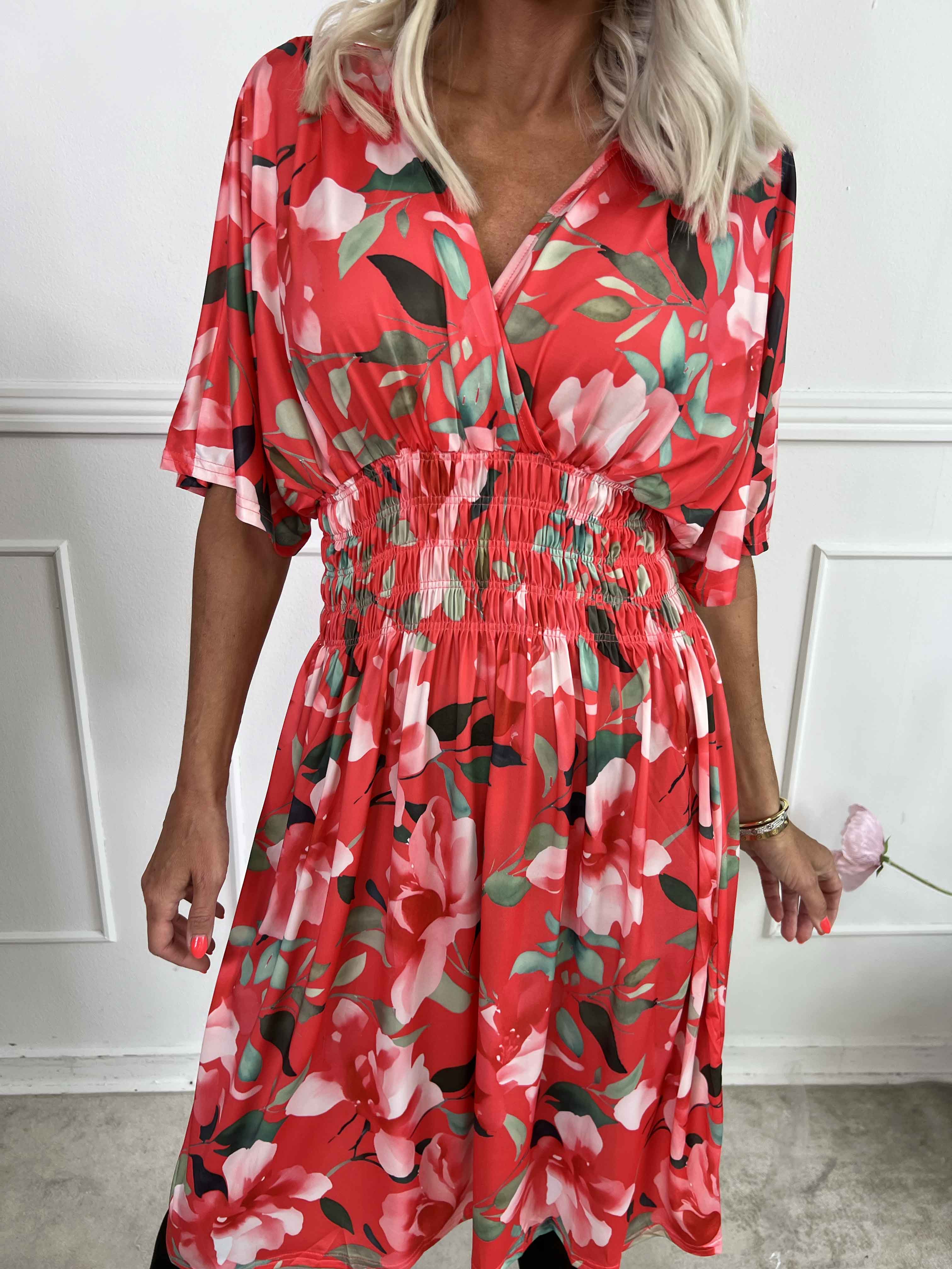 Pams Fiore Short - Kort elastisk klänning i blommigt mönster