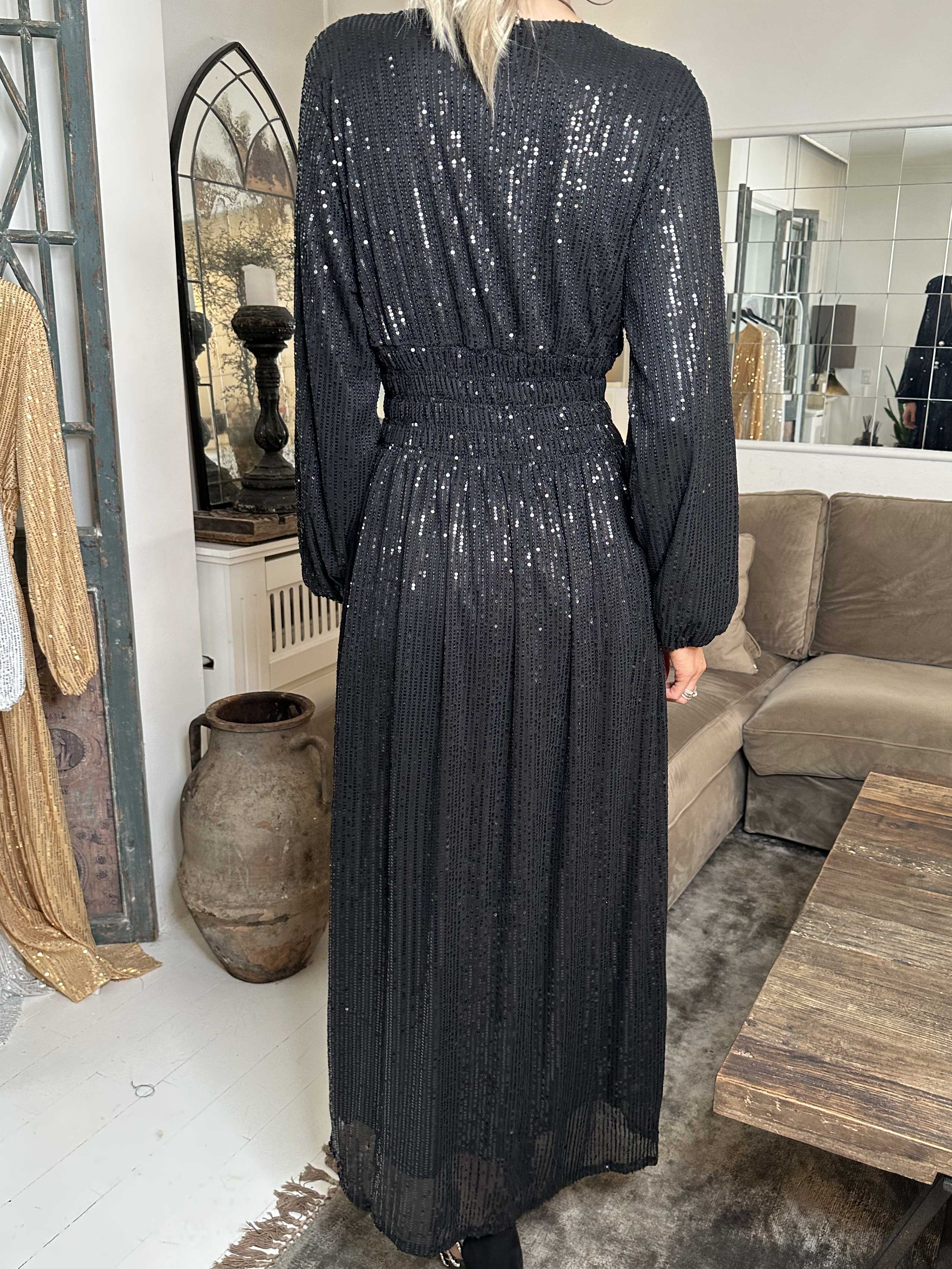 Pams Glitter L/S - Lång vacker klänning med paljetter