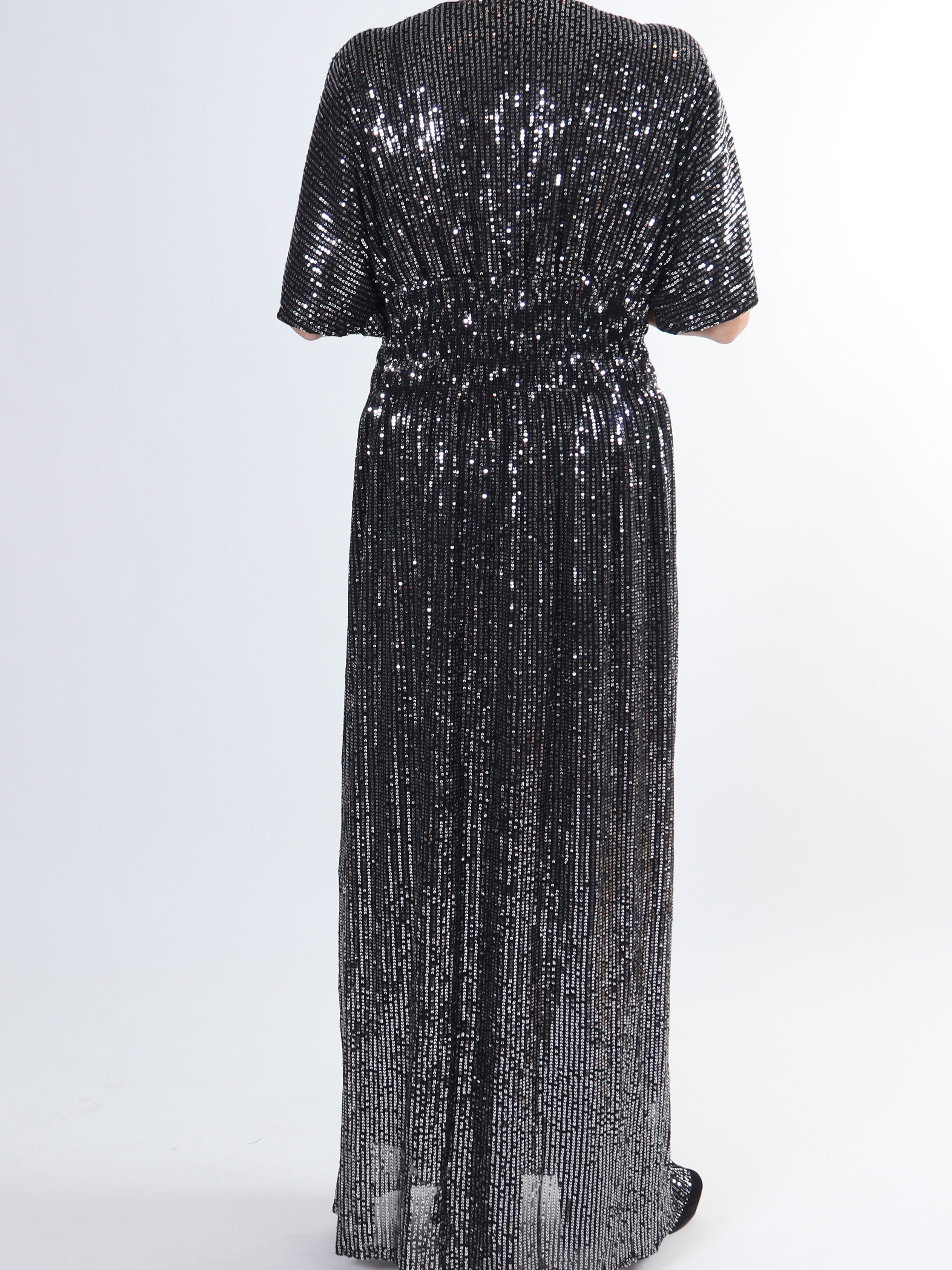 Pams Glitter - Lång plus size klänning med paljetter