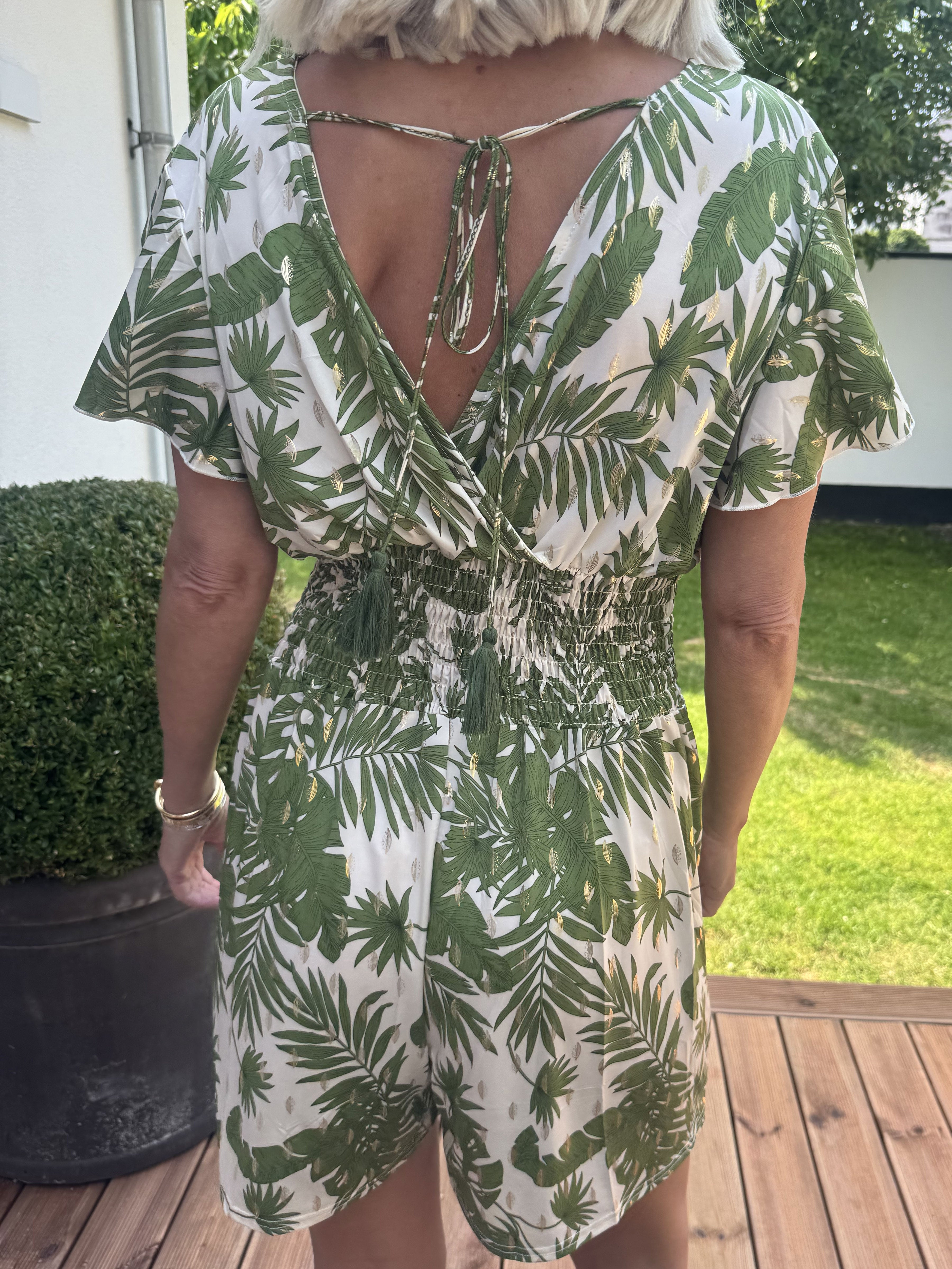 Pams Gold Leaf Playsuit - Elastisk playsuit med fickor