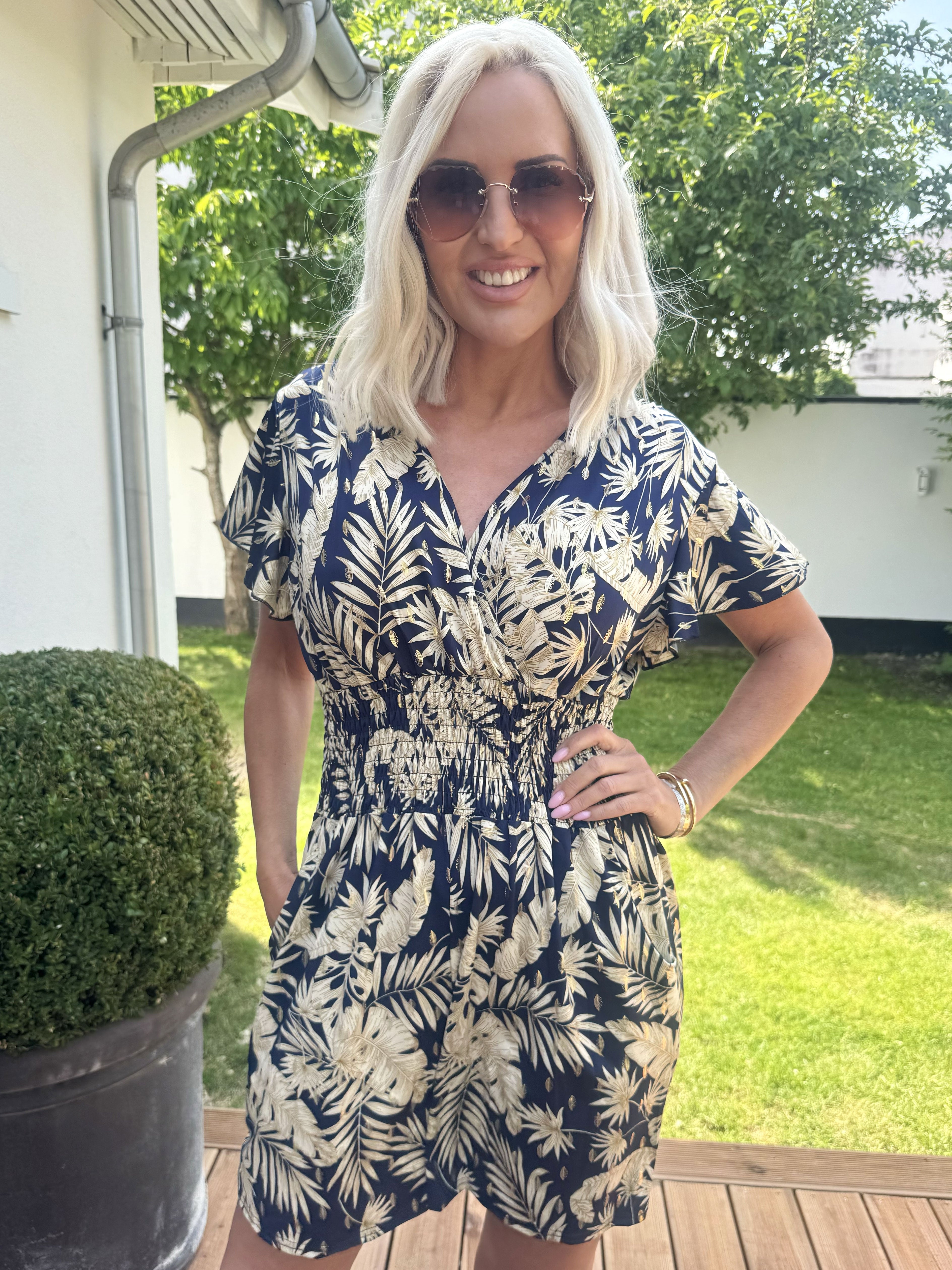 Pams Gold Leaf Playsuit - Elastisk playsuit med fickor