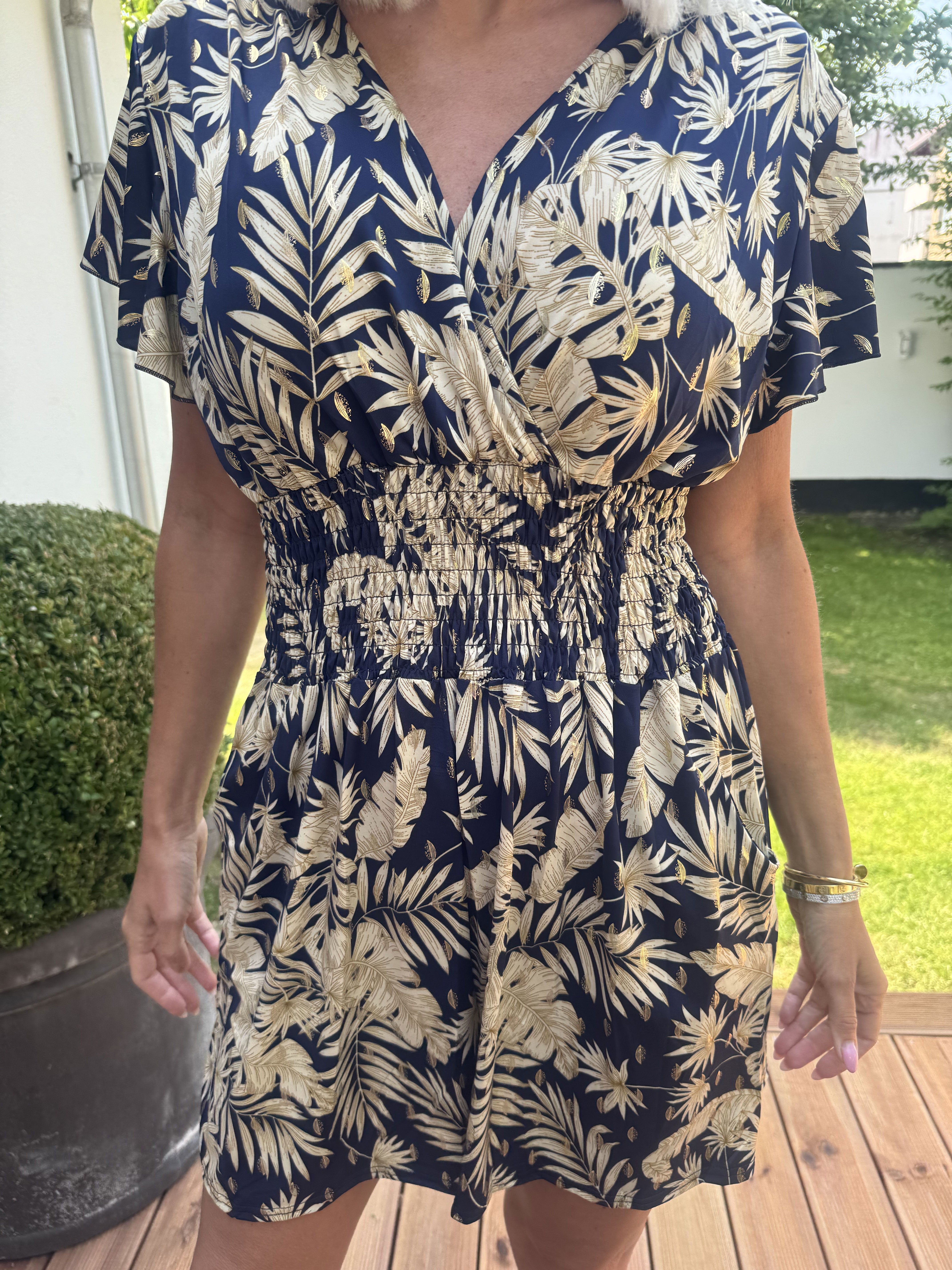 Pams Gold Leaf Playsuit - Elastisk playsuit med fickor