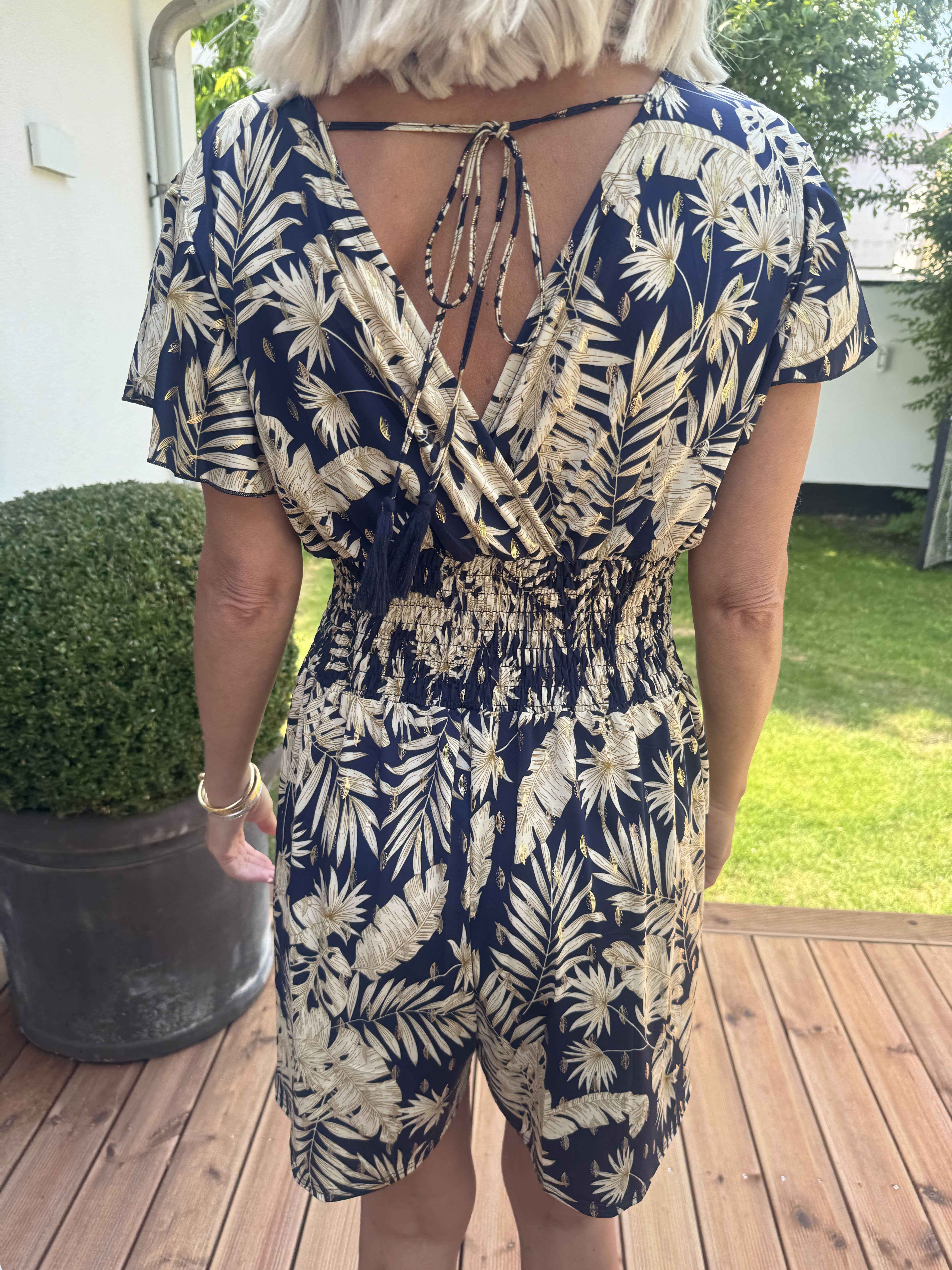 Pams Gold Leaf Playsuit - Elastisk playsuit med fickor