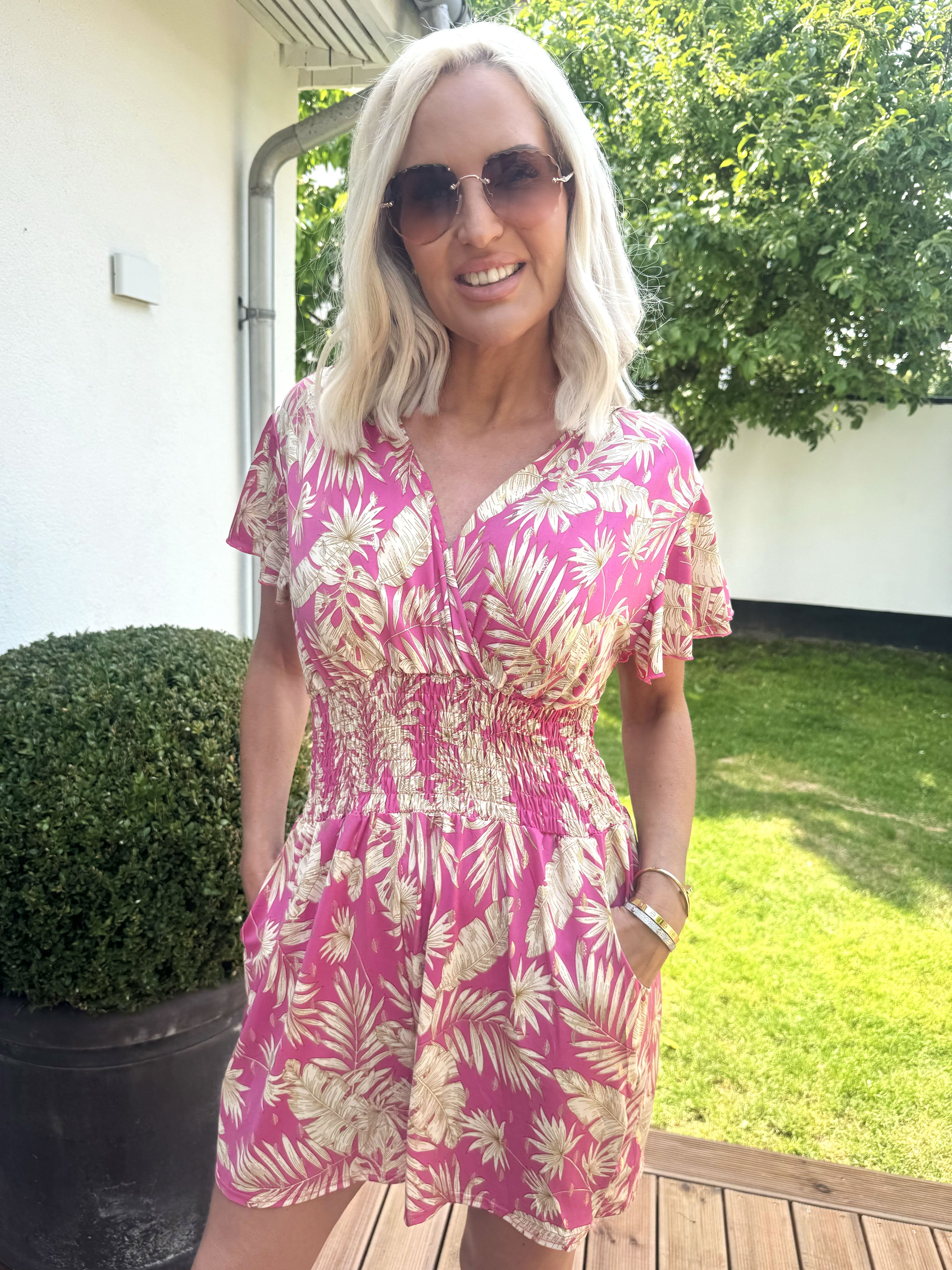 Pams Gold Leaf Playsuit - Elastisk playsuit med fickor