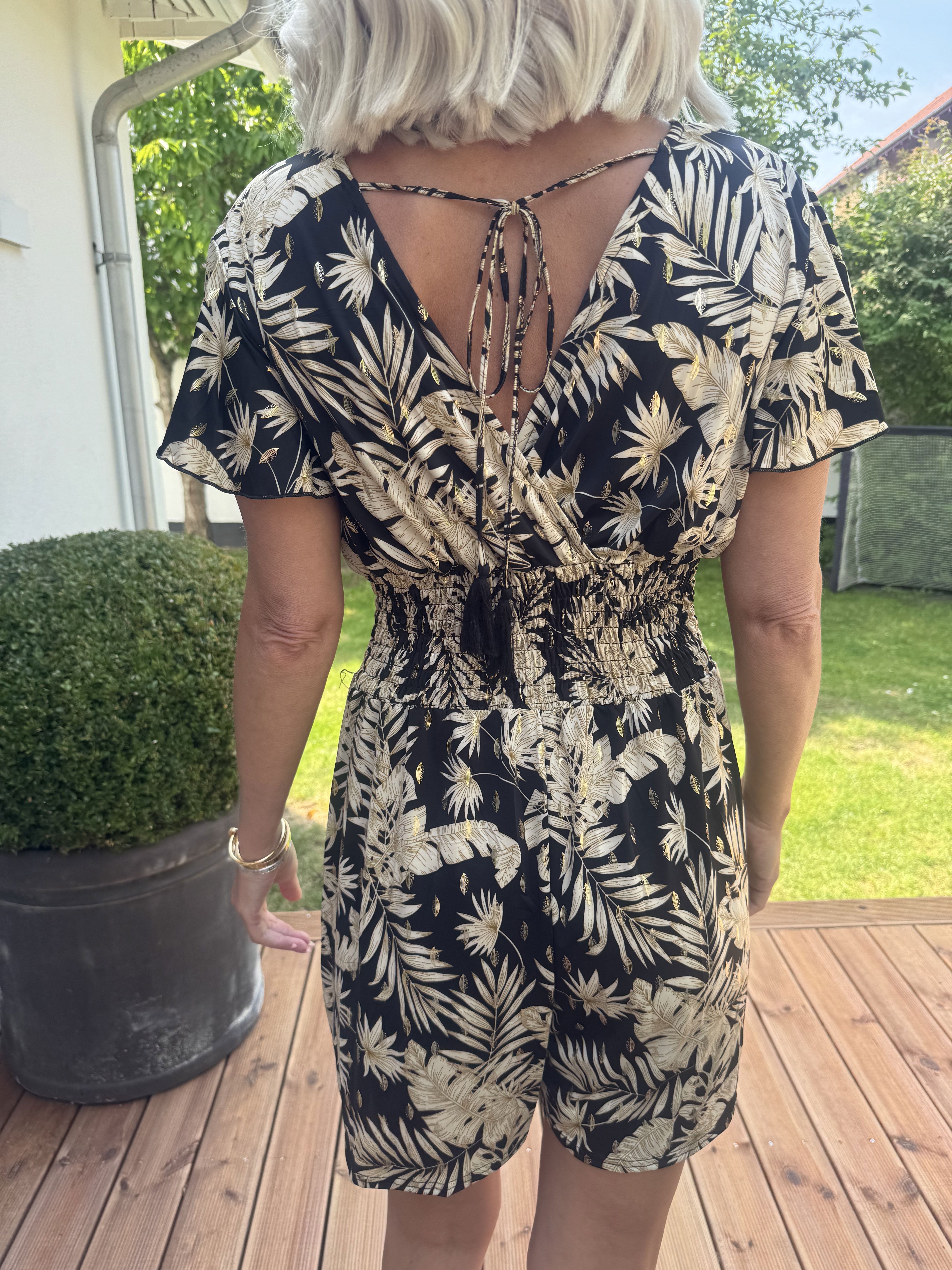 Pams Gold Leaf Playsuit - Elastisk playsuit med fickor