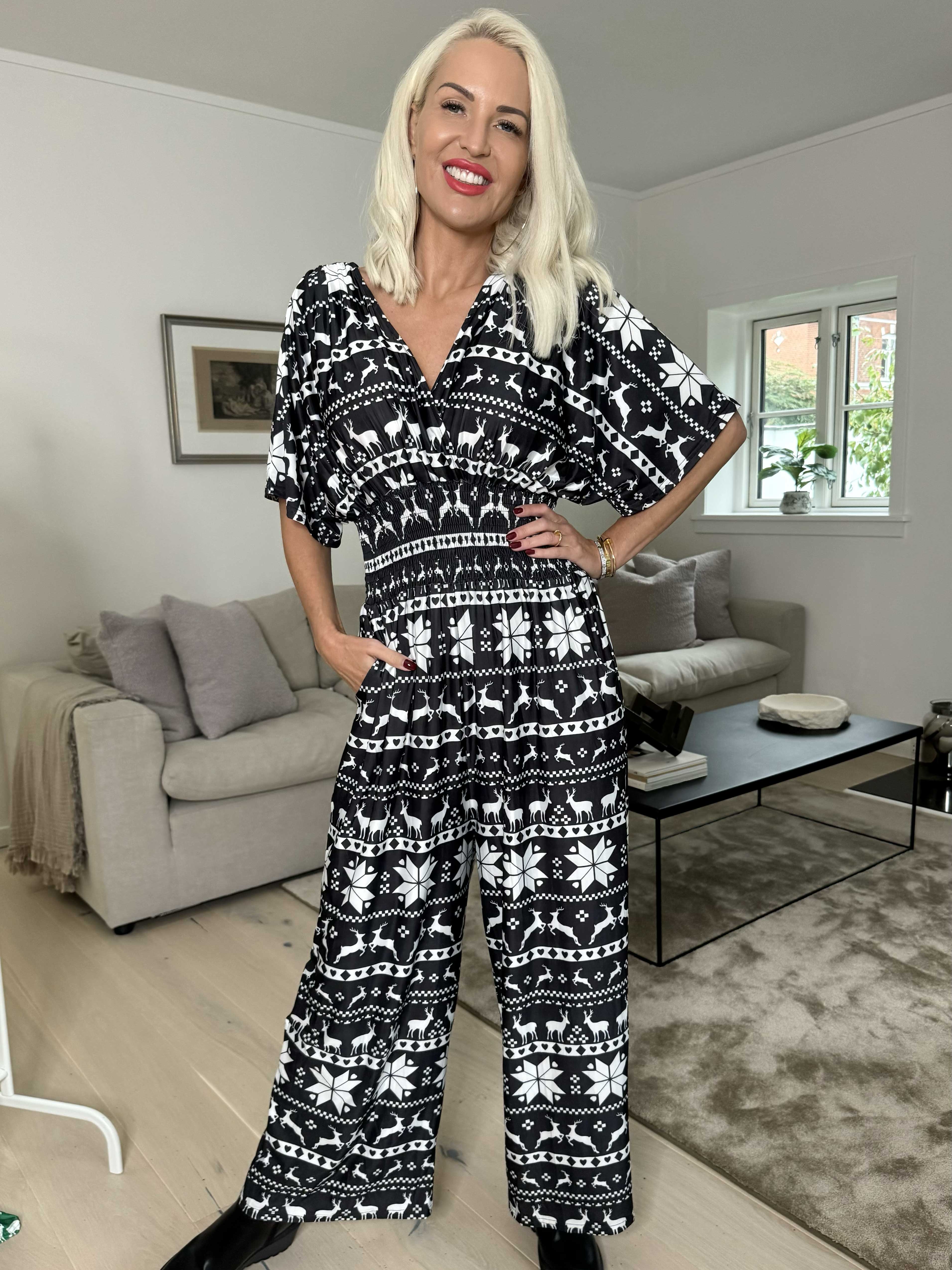 Pams Snow Jumpsuit - Elastisk jumpsuit med jultryck