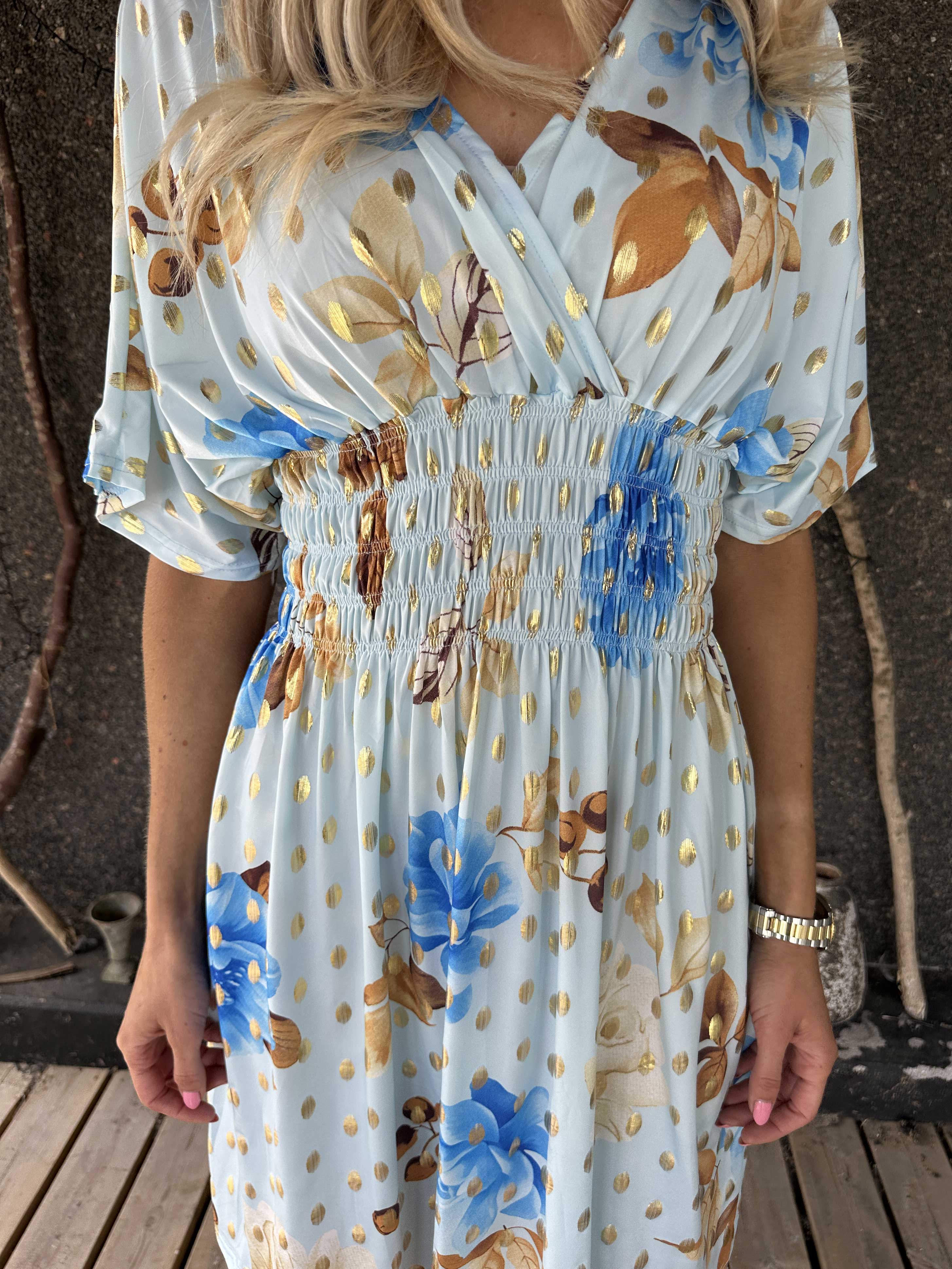 Pams Summer Short - Elastisk klänning med blommigt mönster och resår