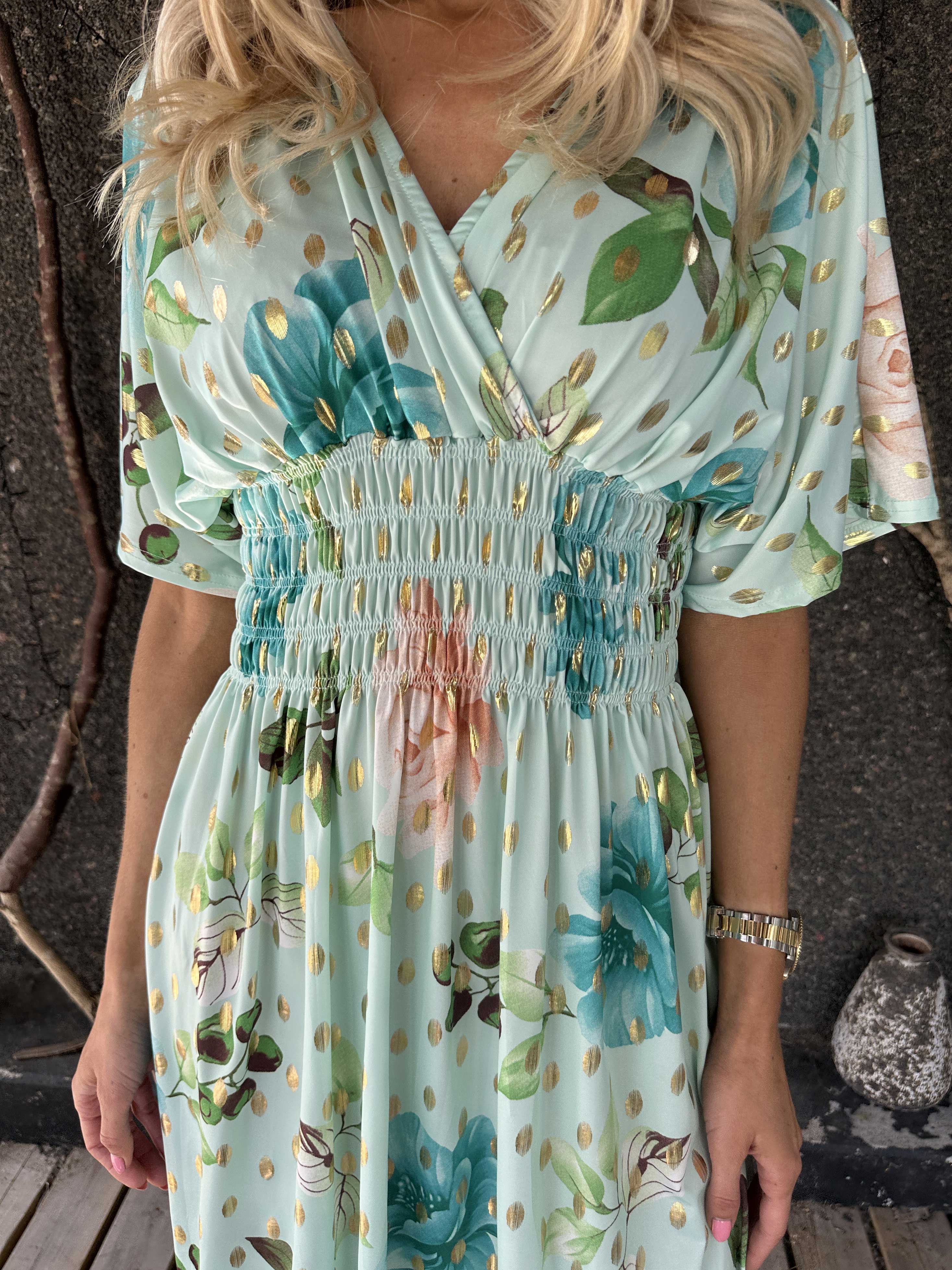 Pams Summer Short - Elastisk klänning med blommigt mönster och resår