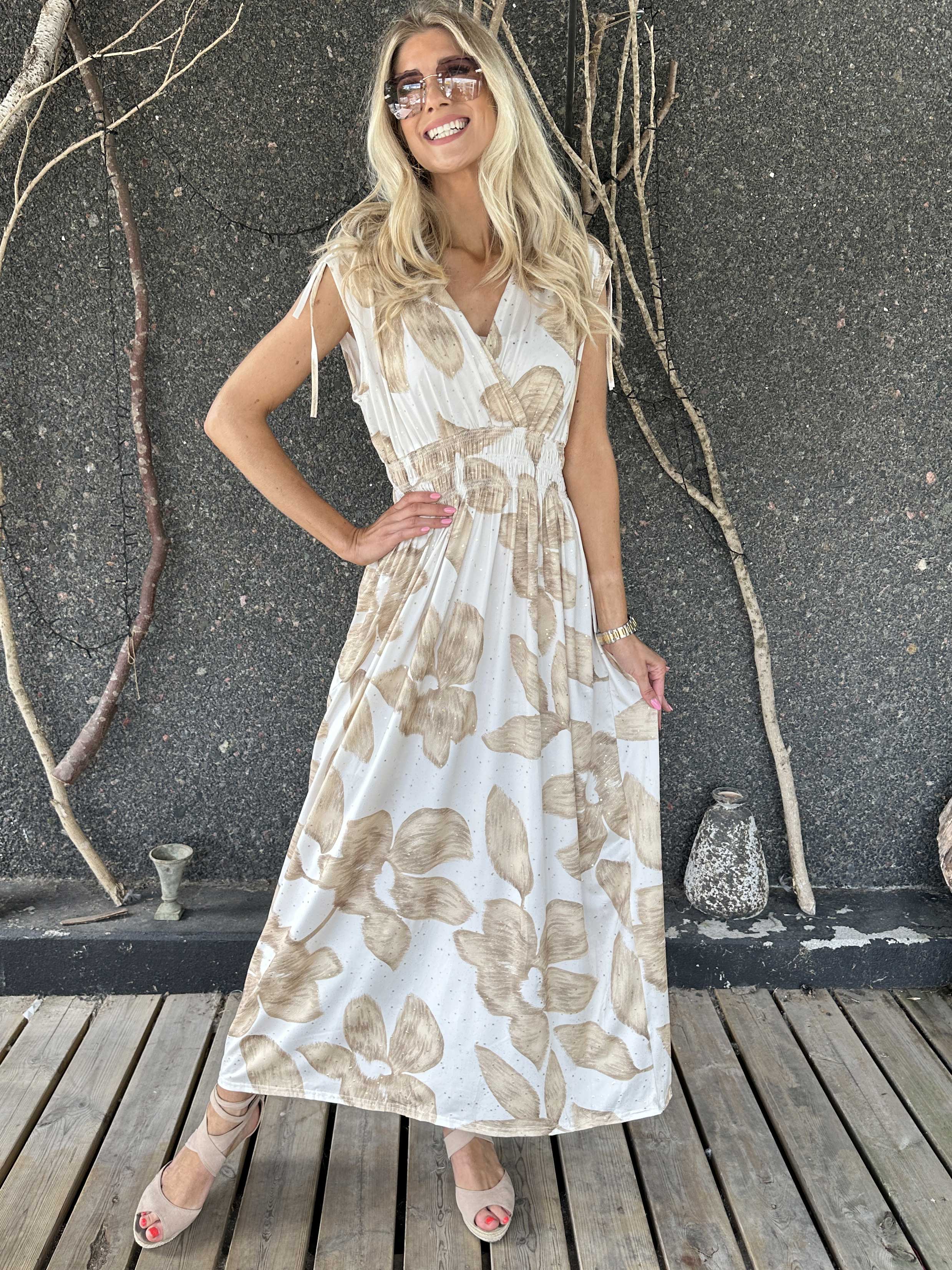 Pams Art Flower Sleeveless - Lång elastisk klänning med stora blomstermotiv