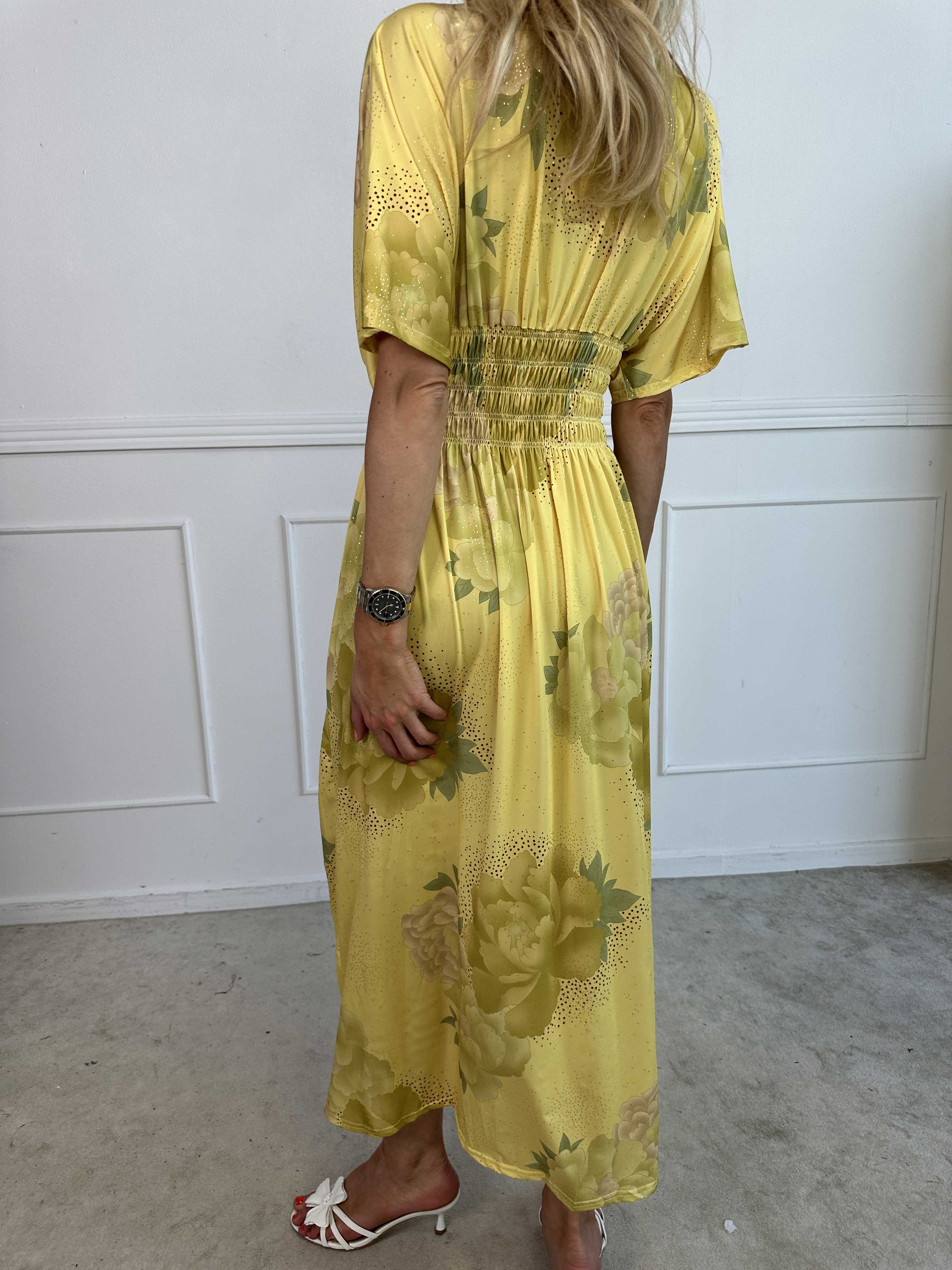 Pams Big Flower - Lång elastisk klänning med blomster motiv