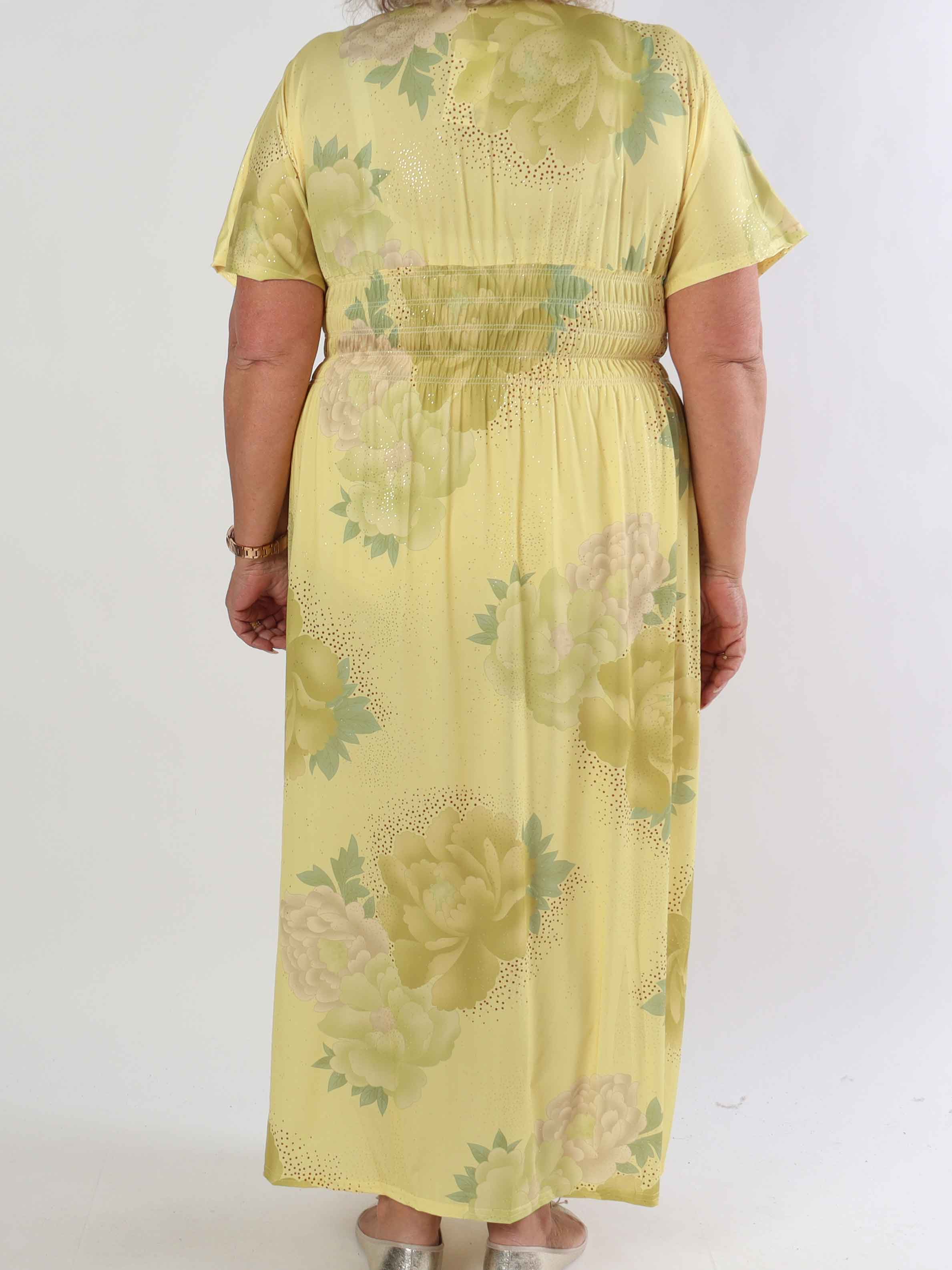 Pams Big Flower - Plus size elastisk klänning med blomster motiv