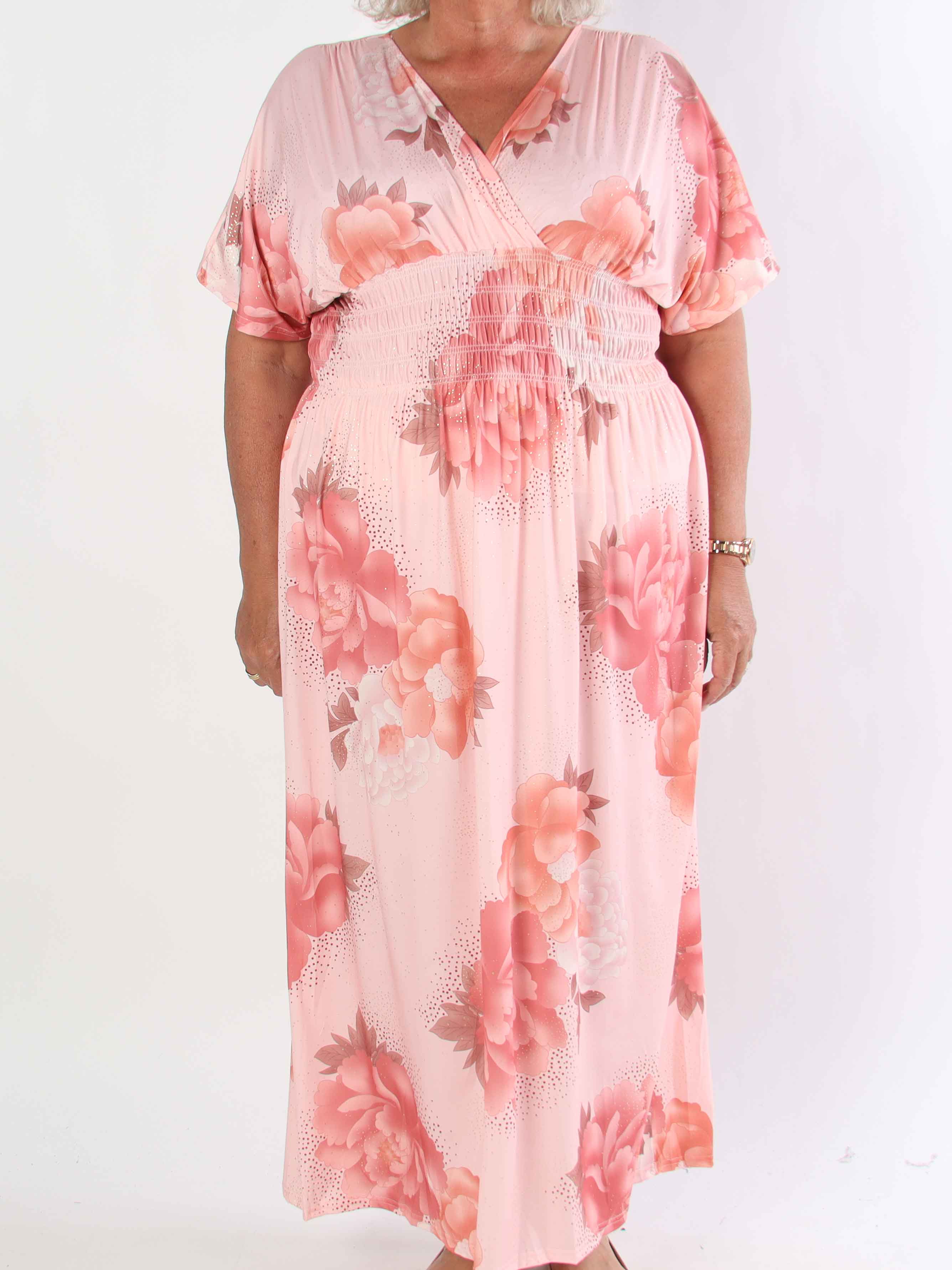 Pams Big Flower - Plus size elastisk klänning med blomster motiv