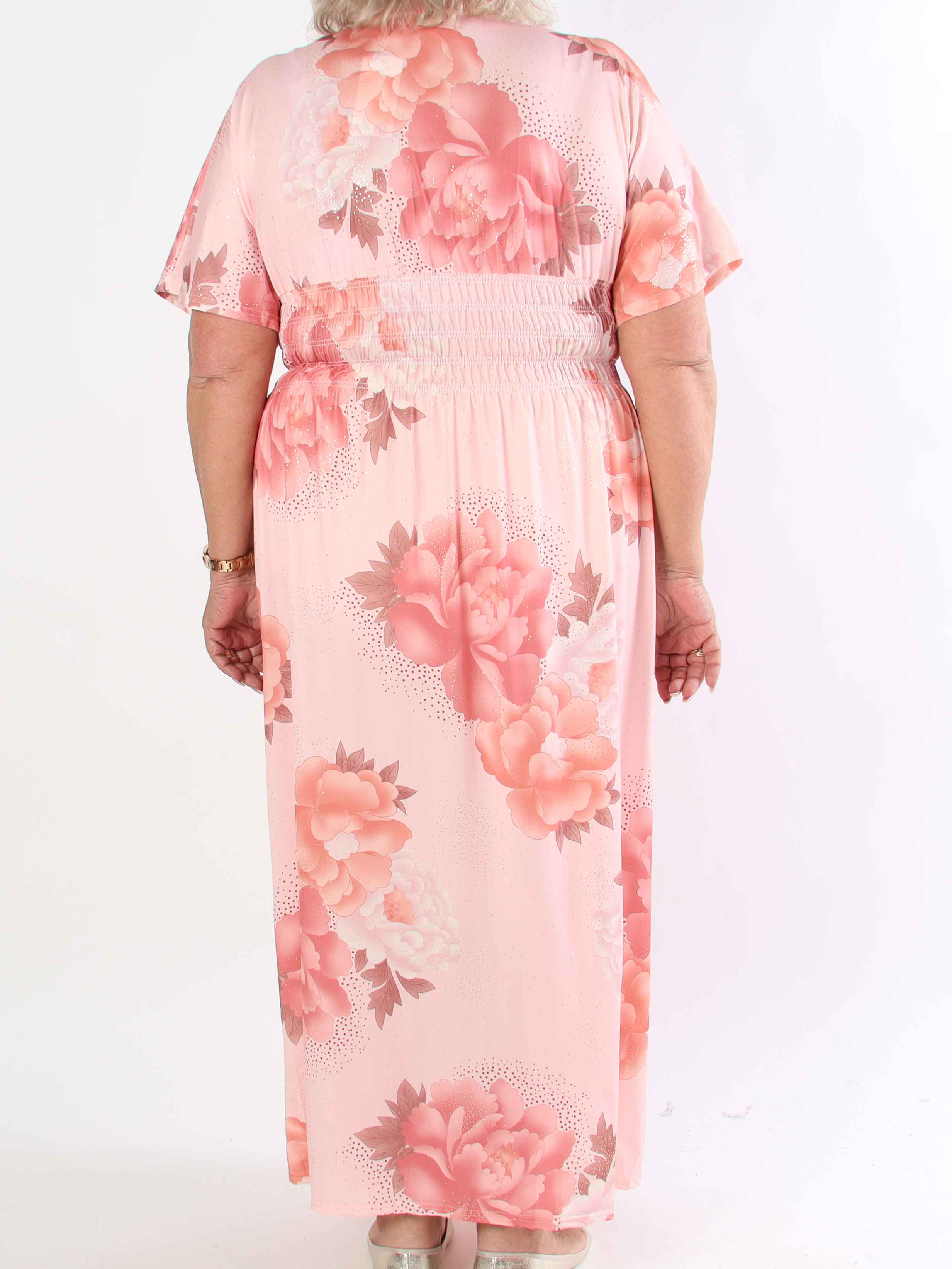 Pams Big Flower - Plus size elastisk klänning med blomster motiv