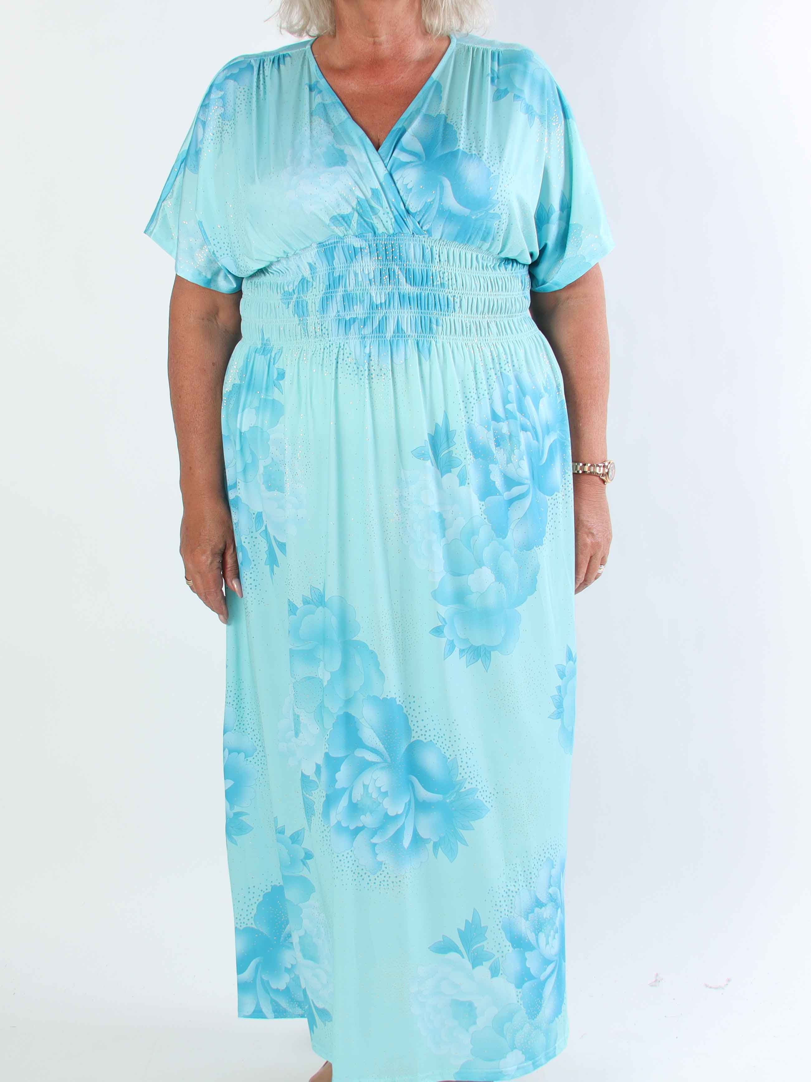 Pams Big Flower - Plus size elastisk klänning med blomster motiv