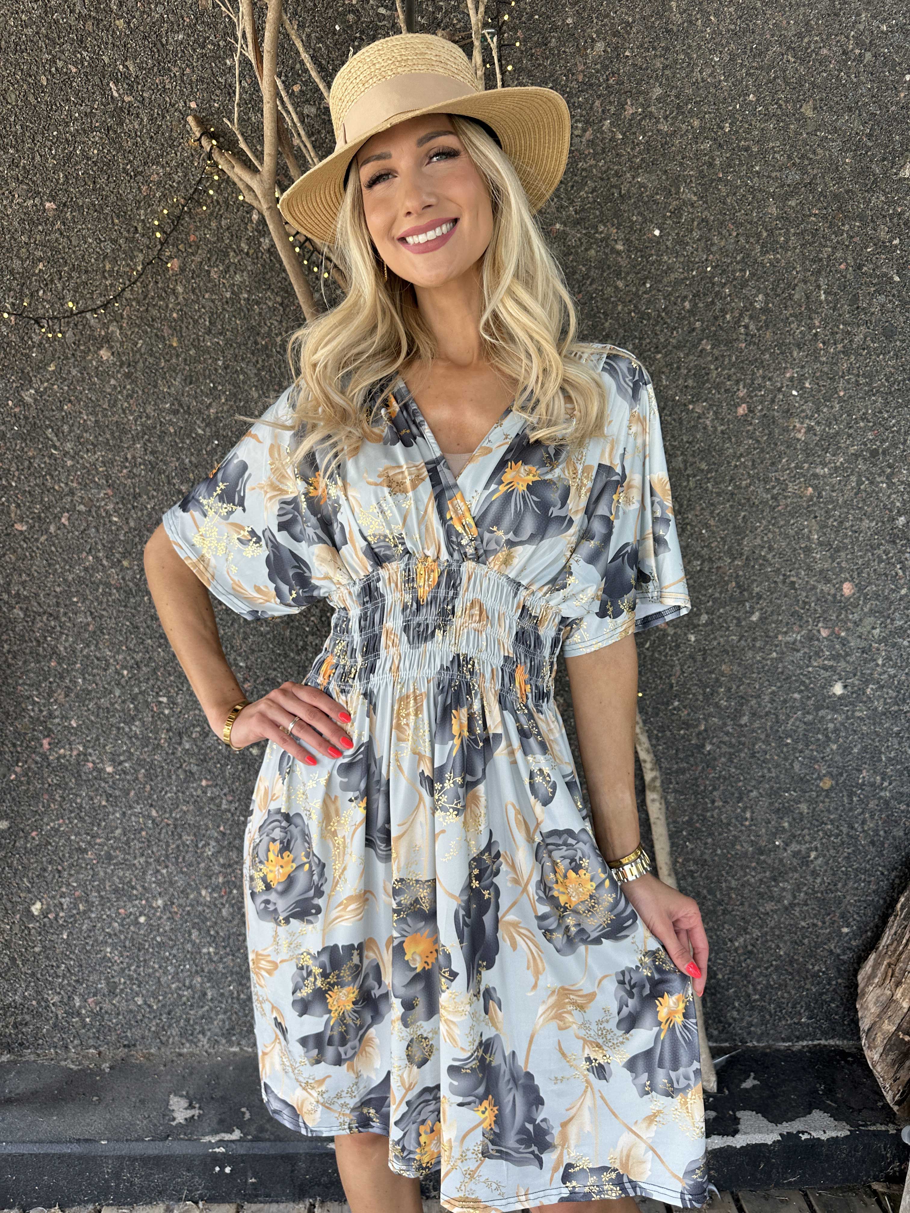 Pams Botanic Short - Stretchig blommig klänning