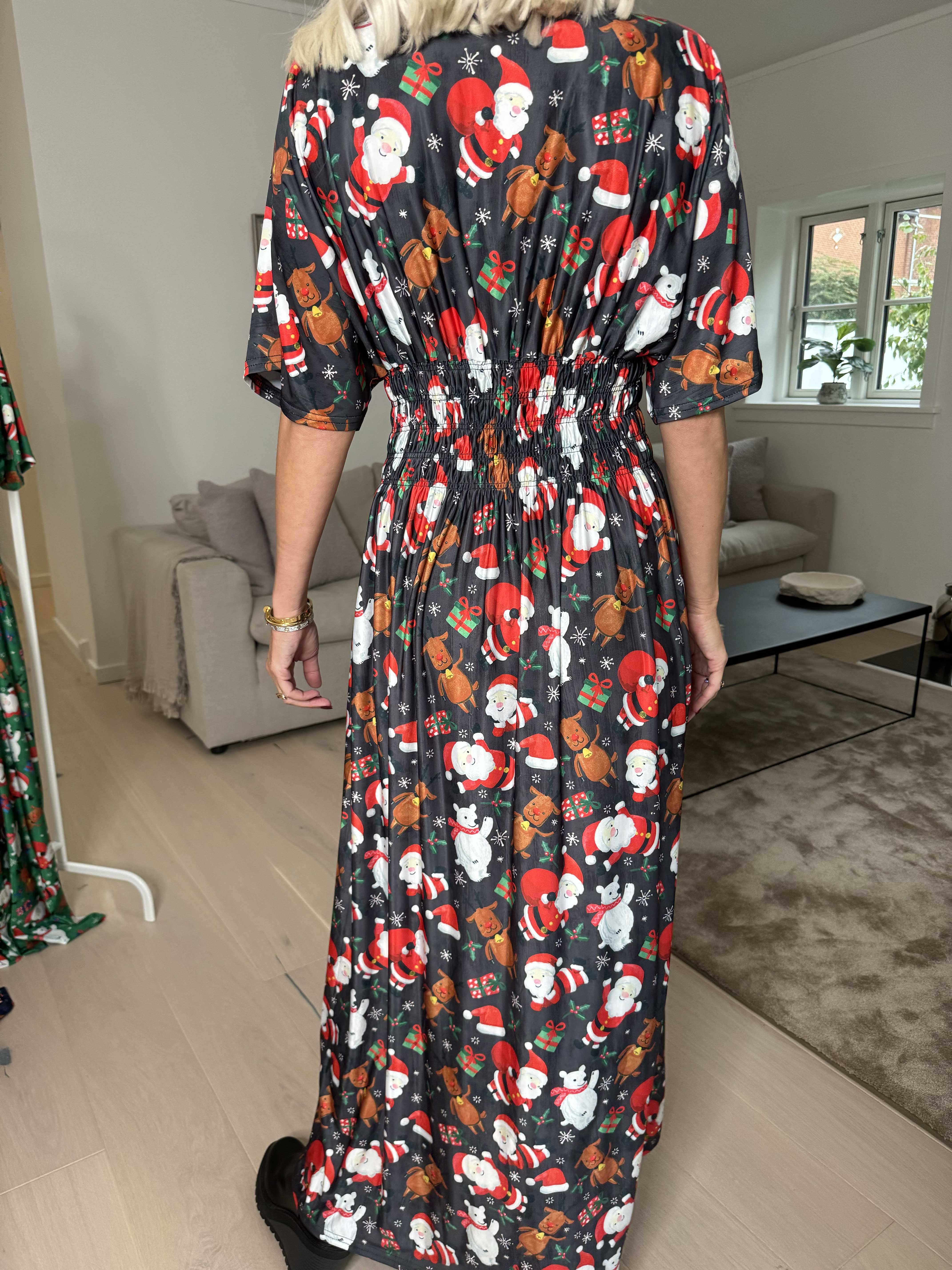 Pams Christmas - Lång klänning med resår och julmotiv