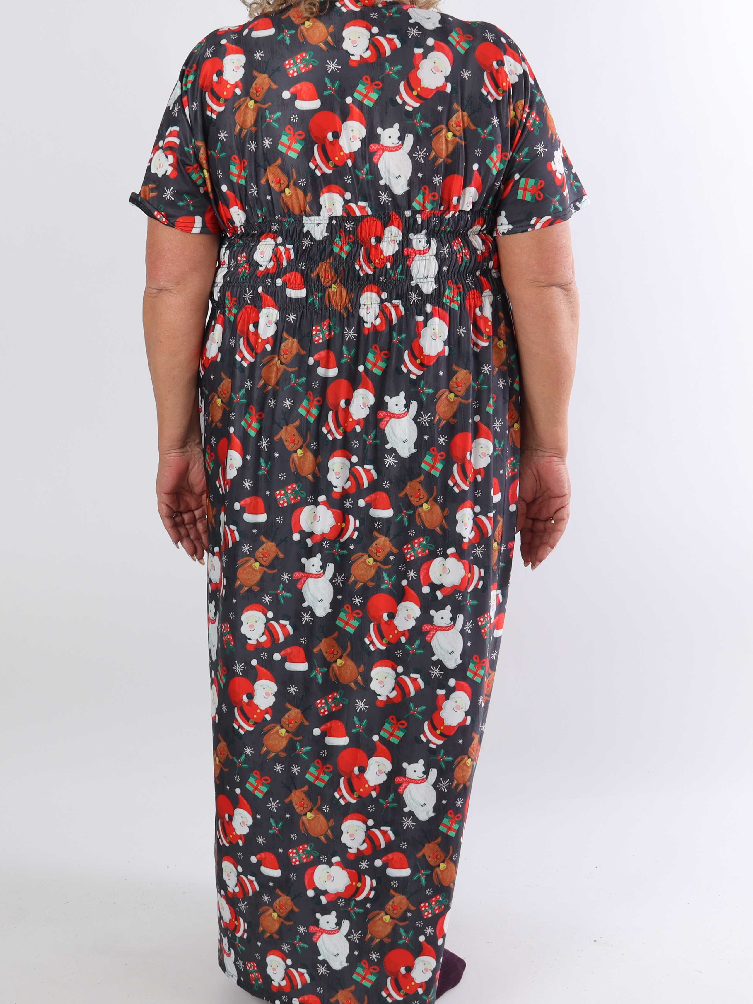 Pams Christmas - Lång stretchig plus size-klänning med julmotiv