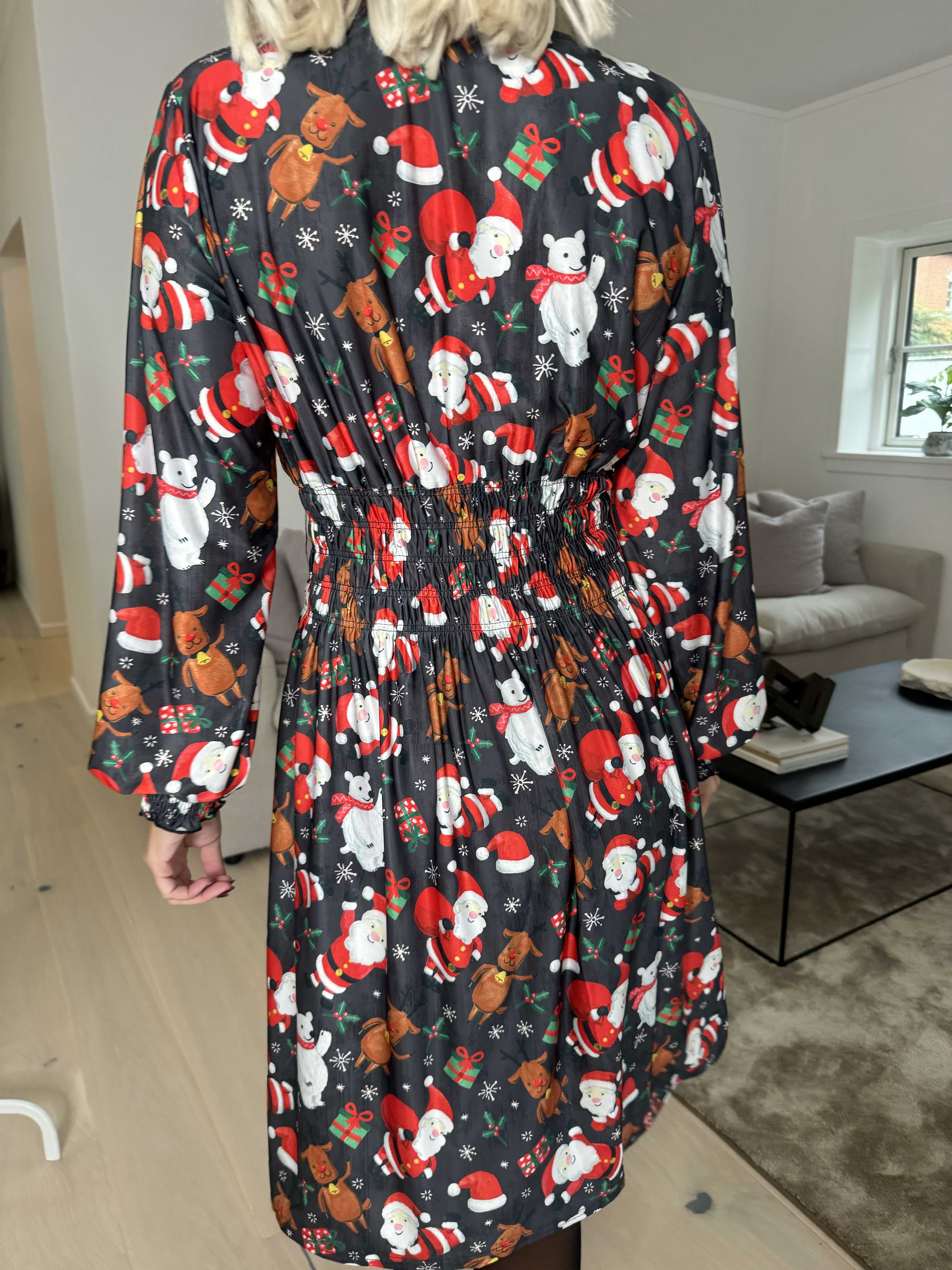 Pams Christmas Short L/S - Elastisk klänning med jultryck