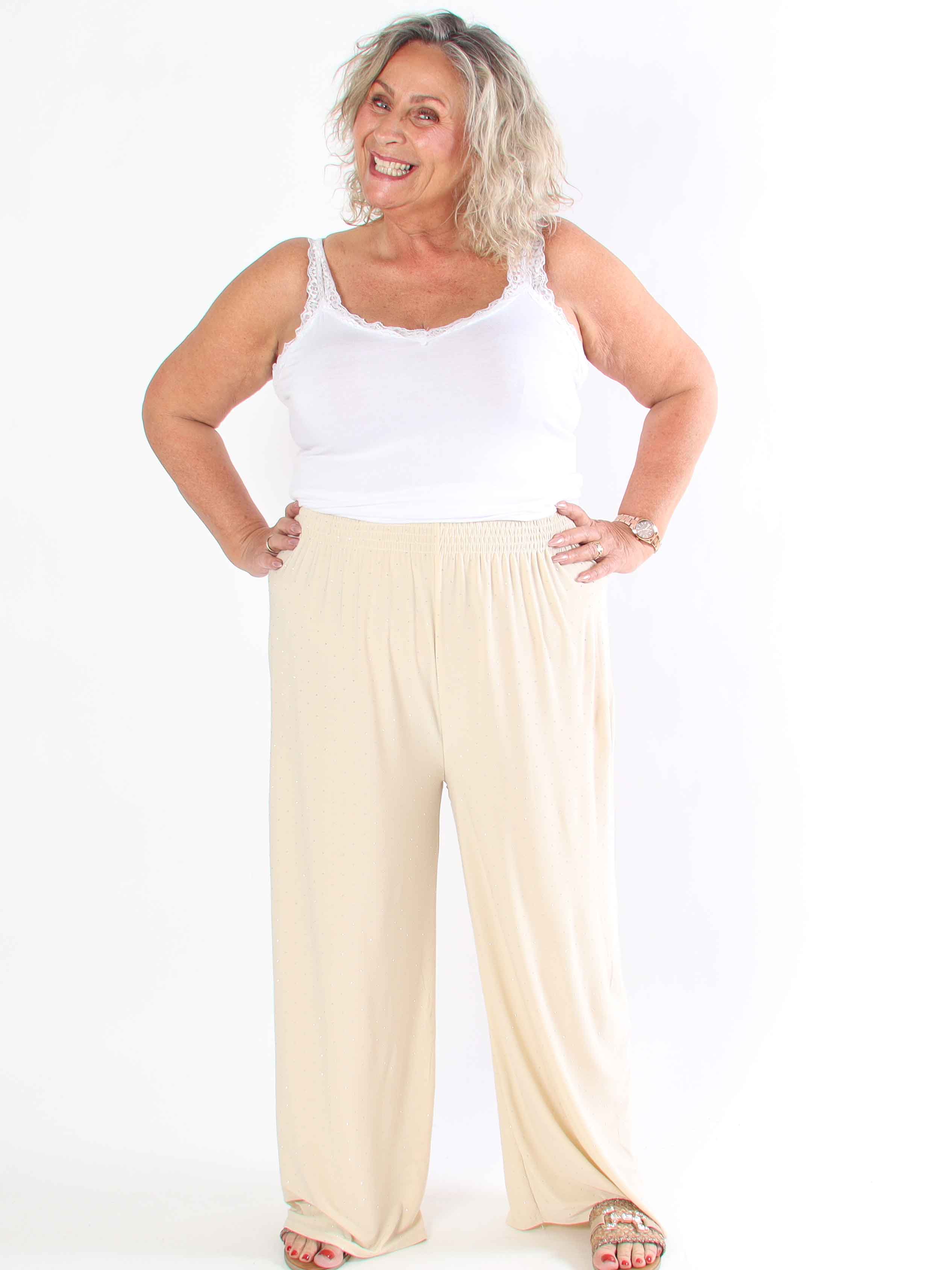 Pams Crystal Pants - Fina elastiska byxor pyntade med strass