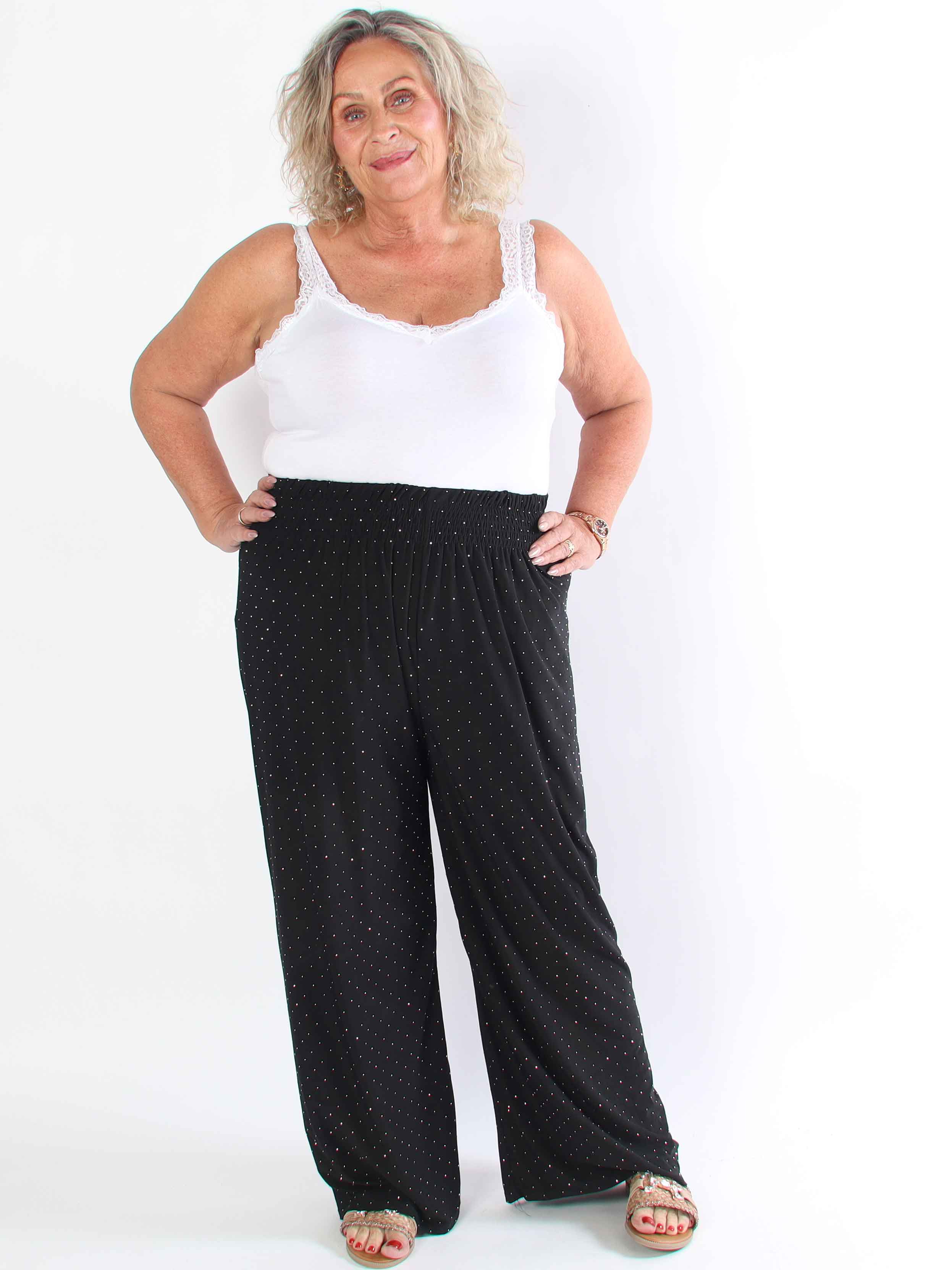 Pams Crystal Pants - Fina elastiska byxor pyntade med strass