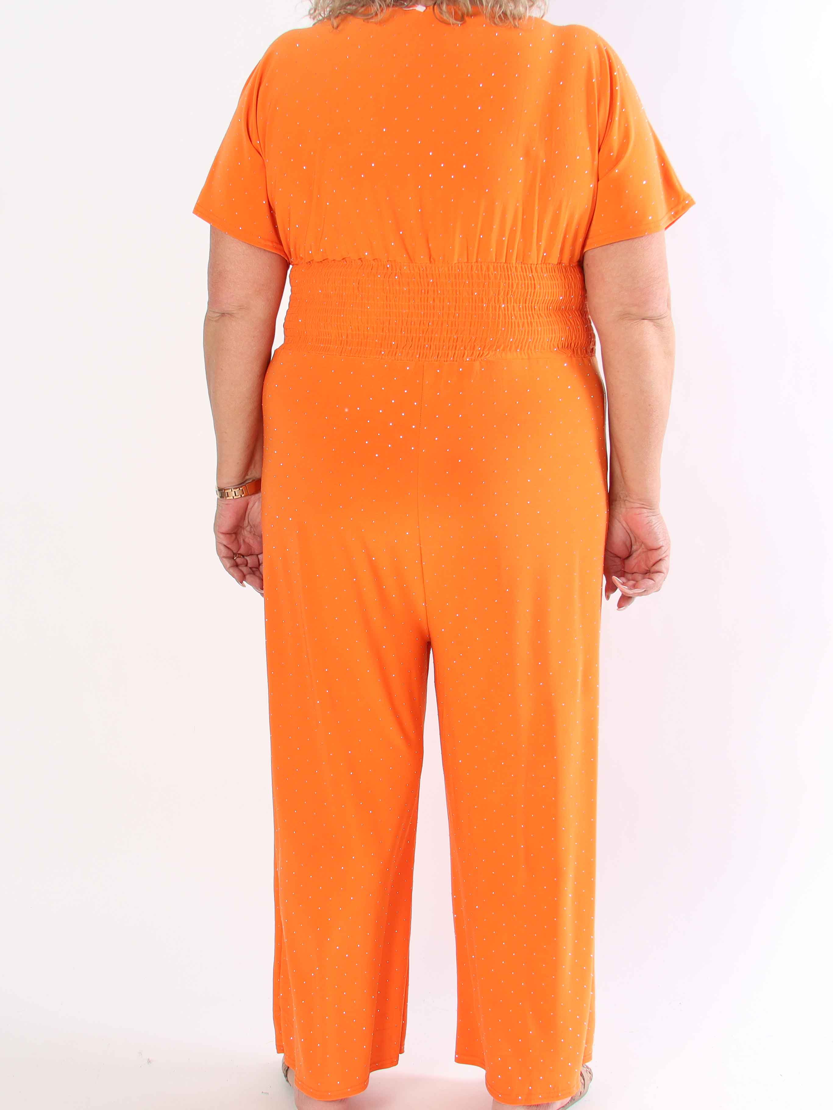 Pams Crystal Jumpsuit - Elastisk plus size byxdräkt pyntad med strass