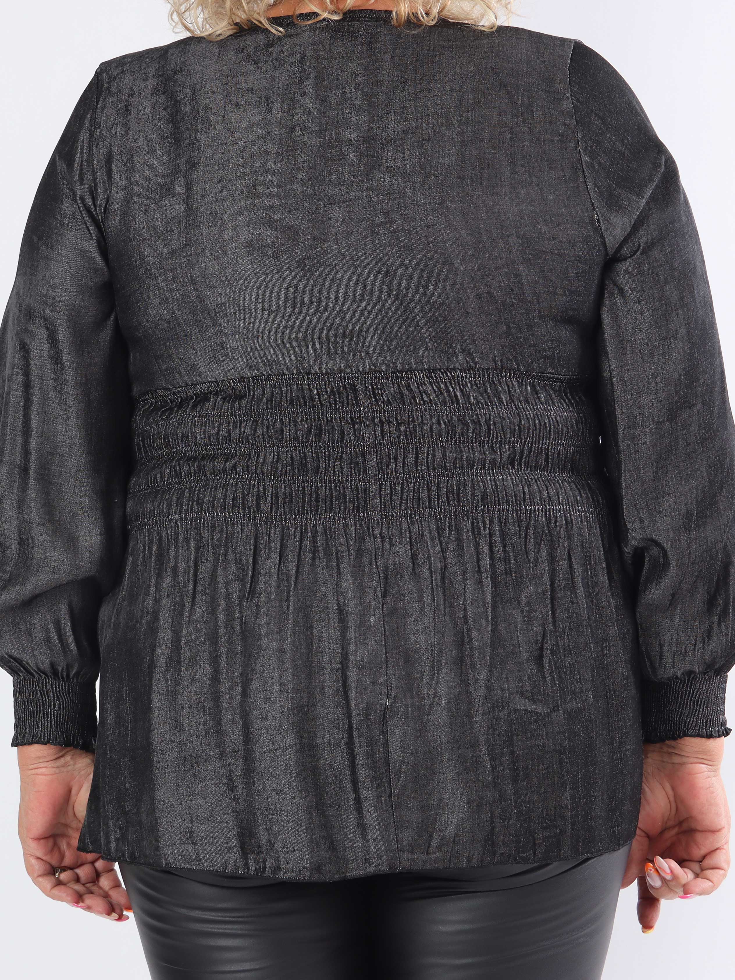 Pams Denim Shirt L/S - Elastisk plus size blus med långa ärmar