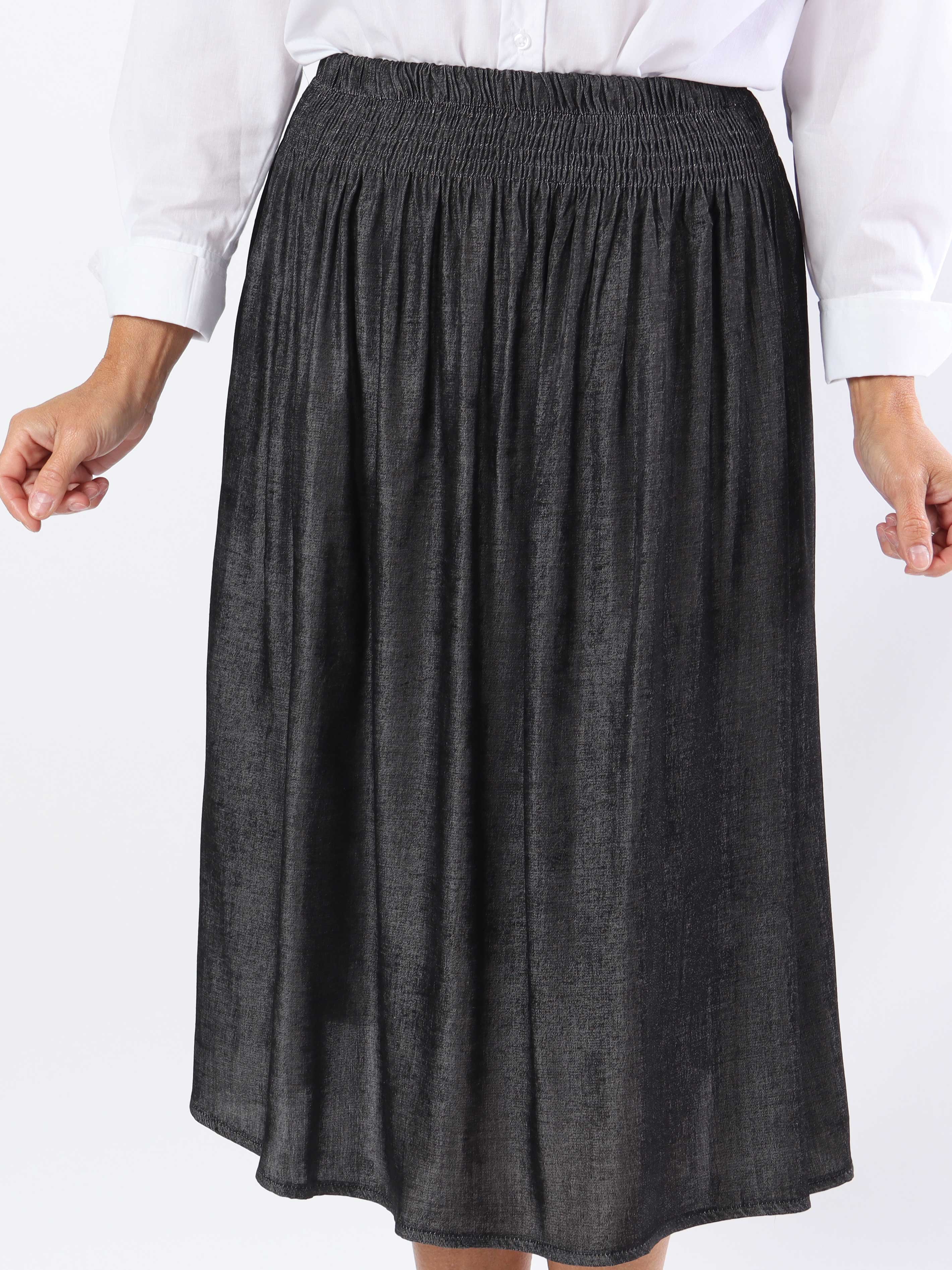 Pams Midi Denim Skirt - Plus size kjol med fickor