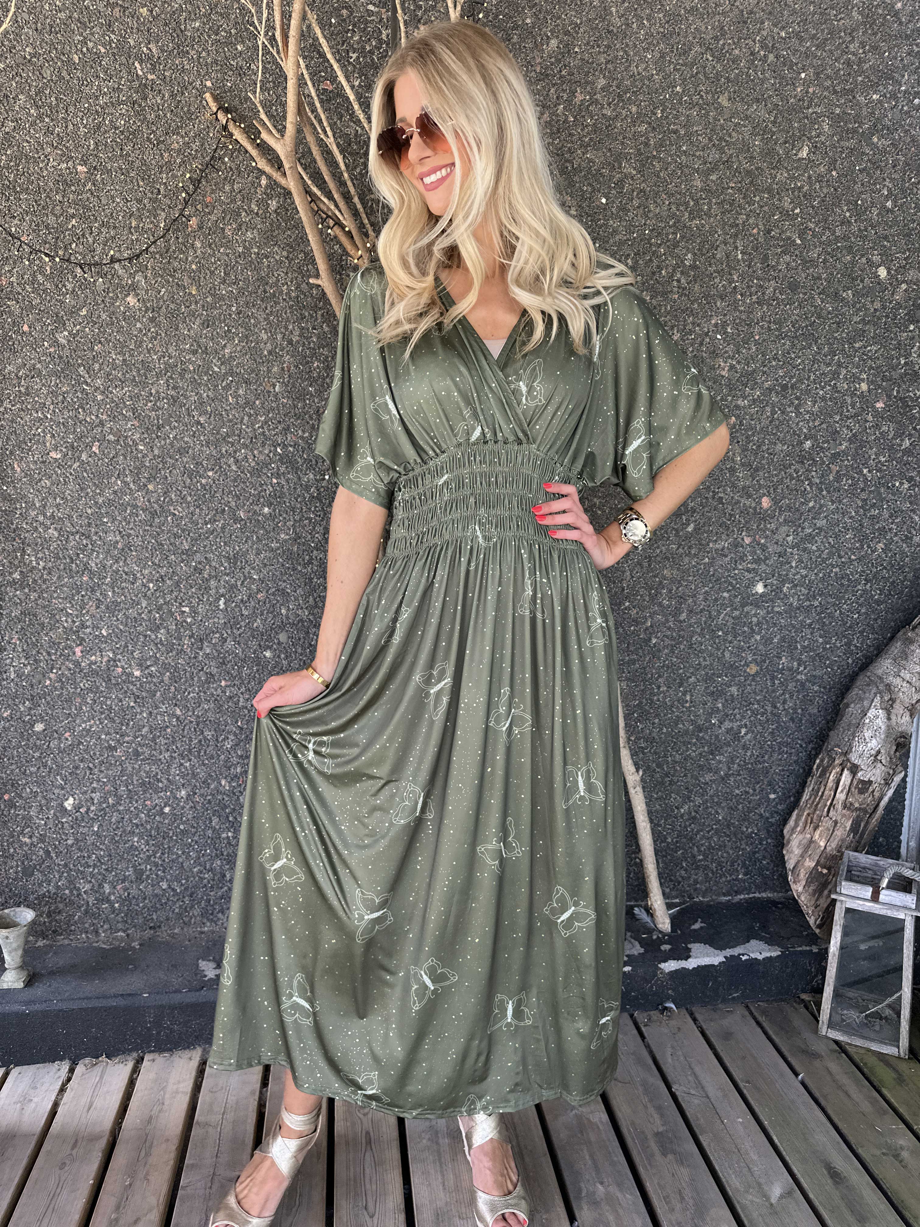 Pams Dust - Resårklänning med fjärilar och guldstoft