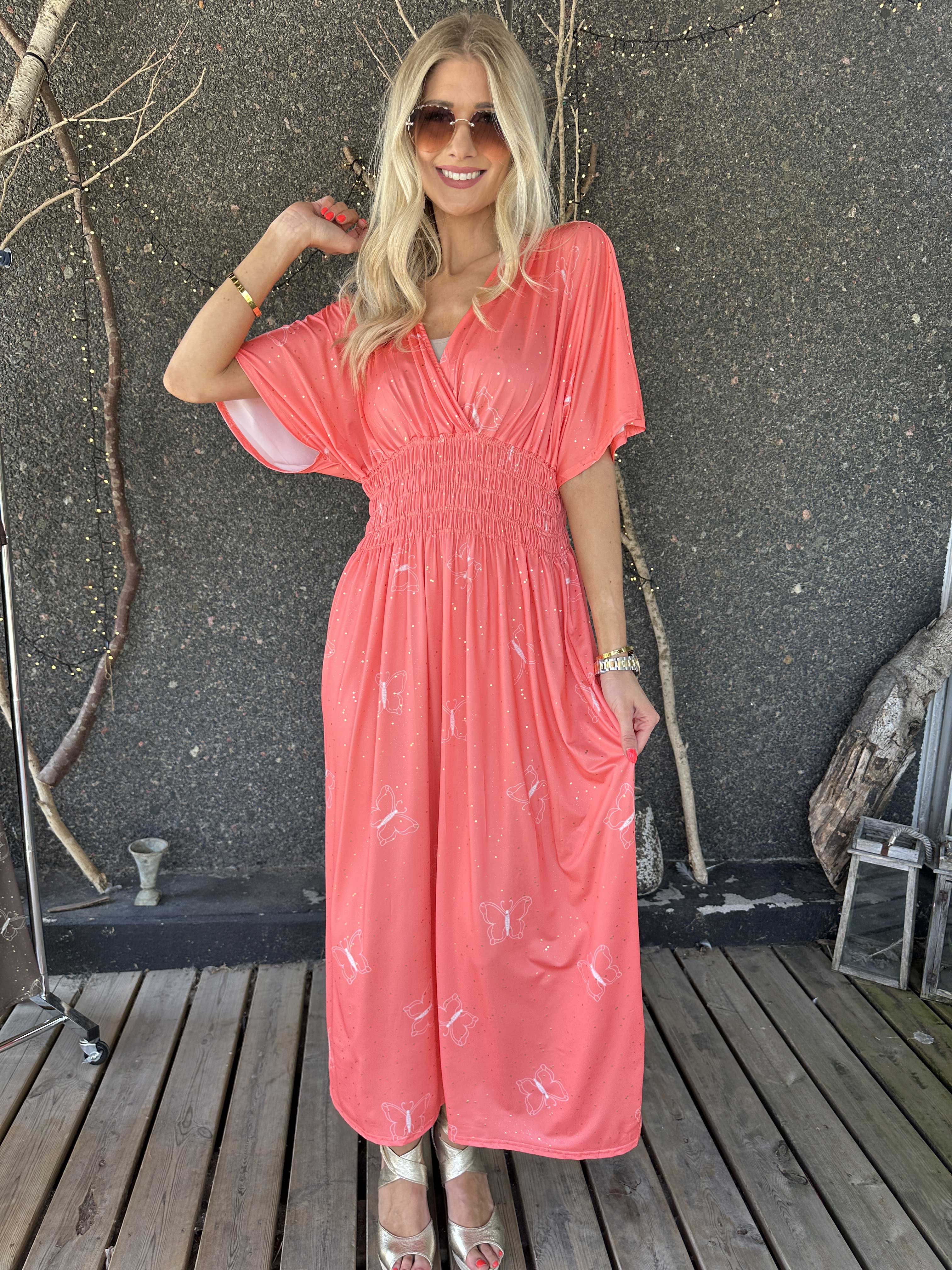 Pams Dust - Resårklänning med fjärilar och guldstoft