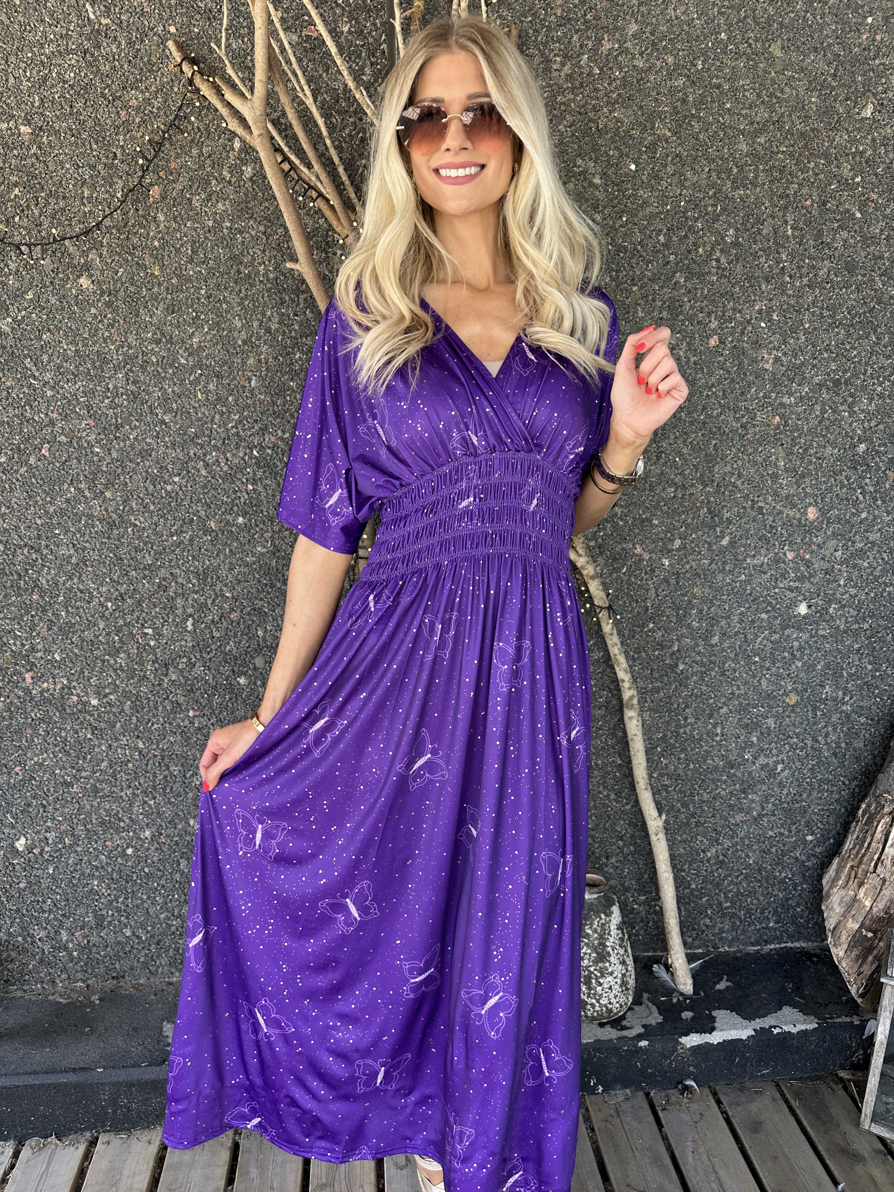 Pams Dust - Resårklänning med fjärilar och guldstoft