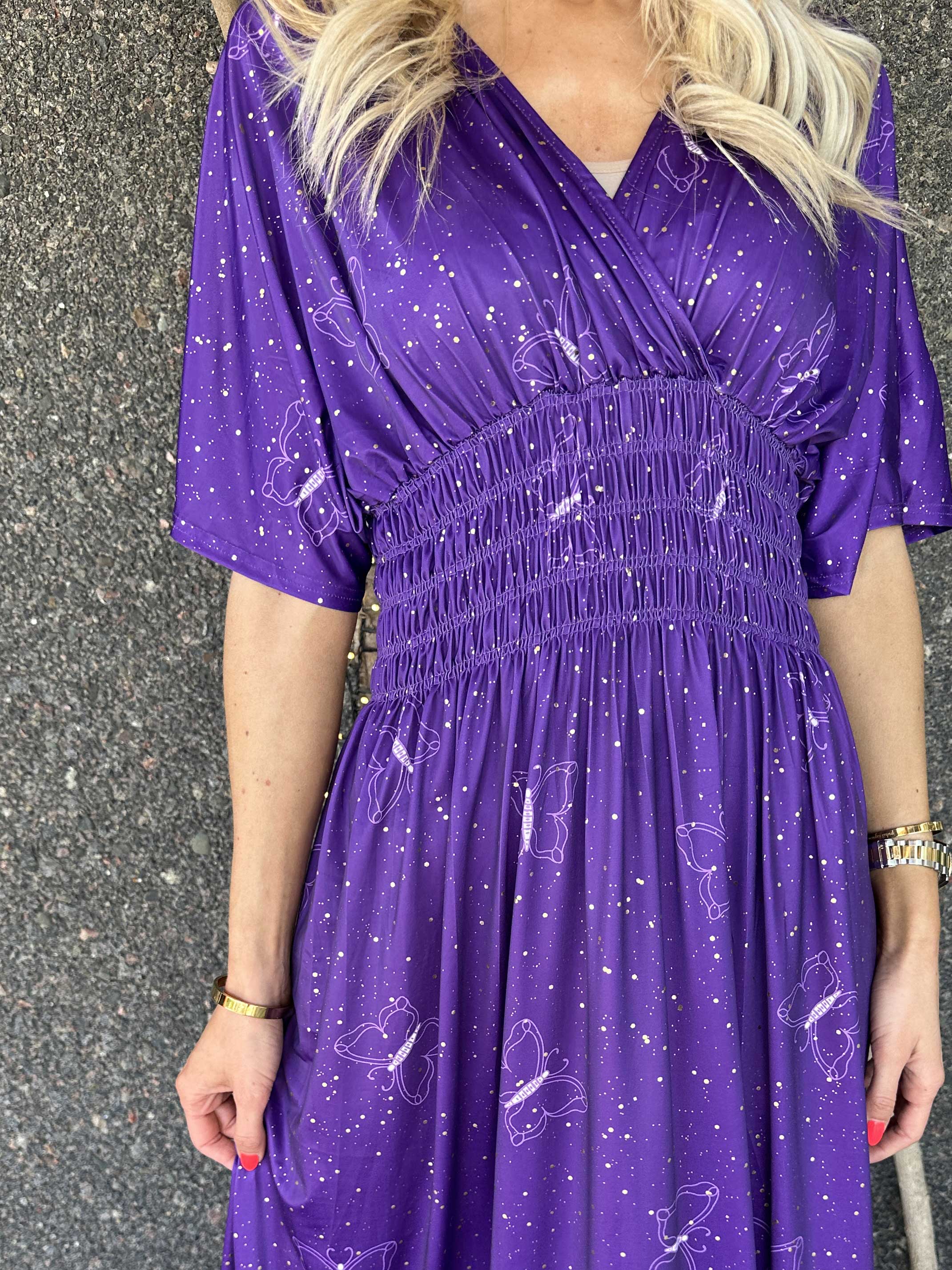 Pams Dust - Resårklänning med fjärilar och guldstoft