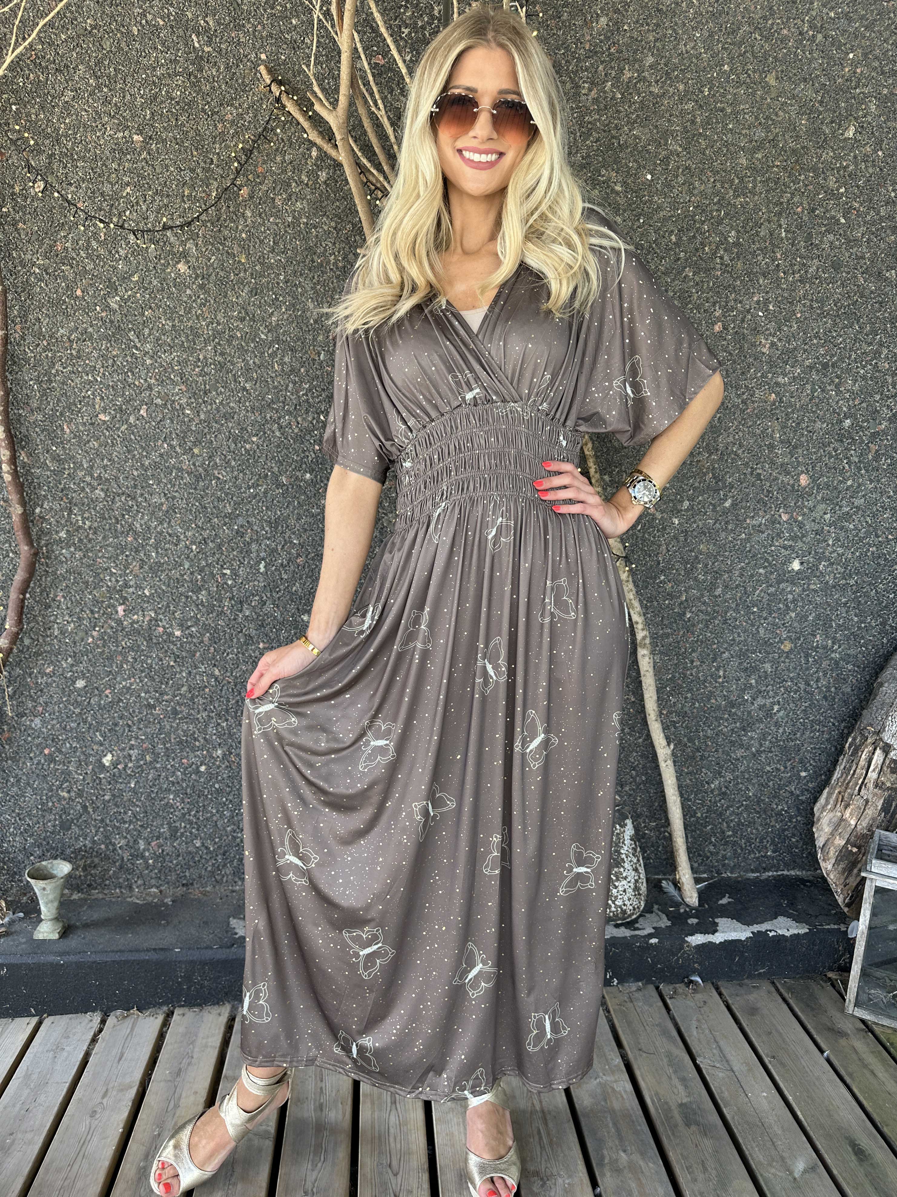 Pams Dust - Resårklänning med fjärilar och guldstoft