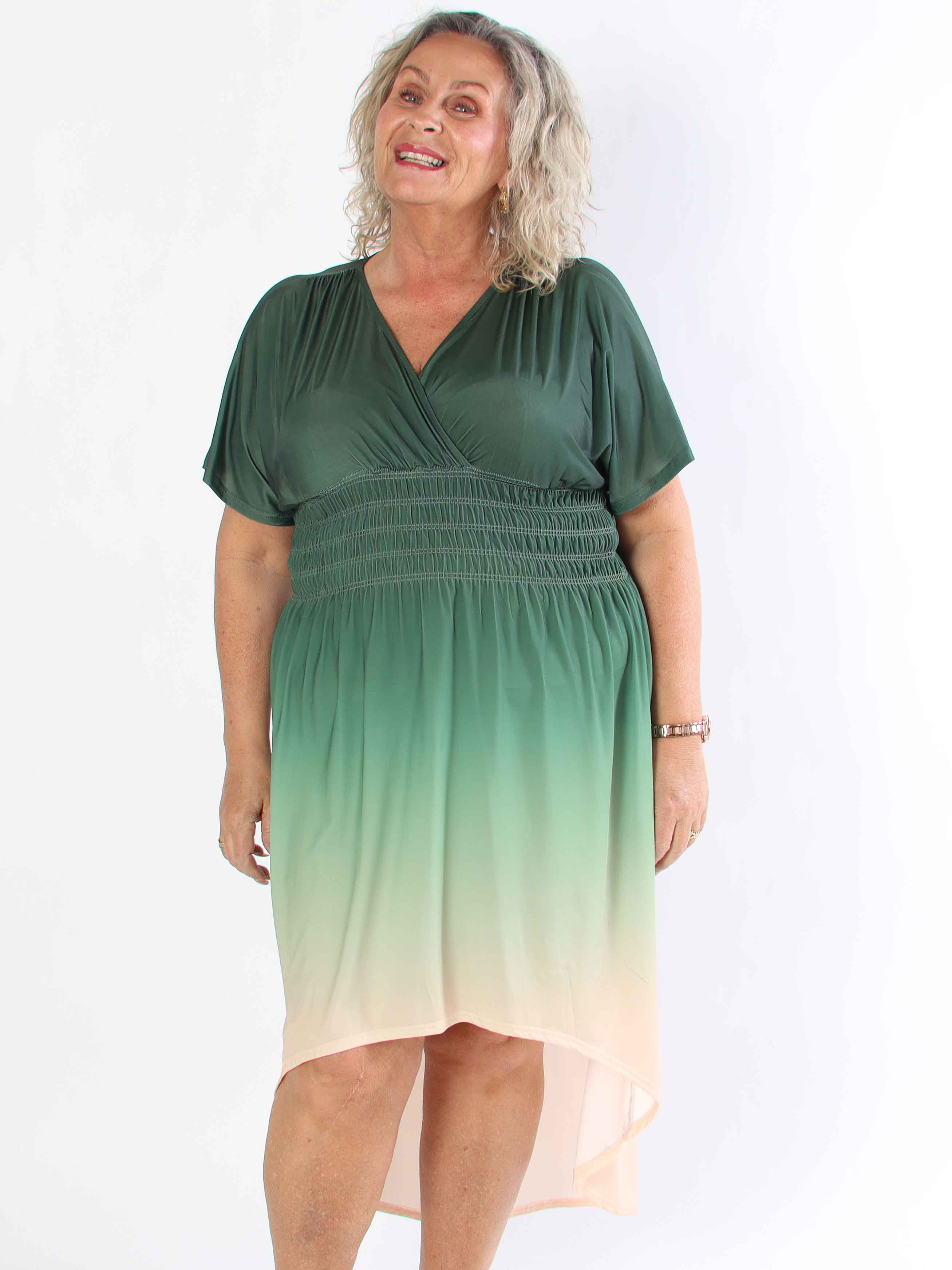 Pams Fade High-low - Elastisk flerfärgad plus size klänning