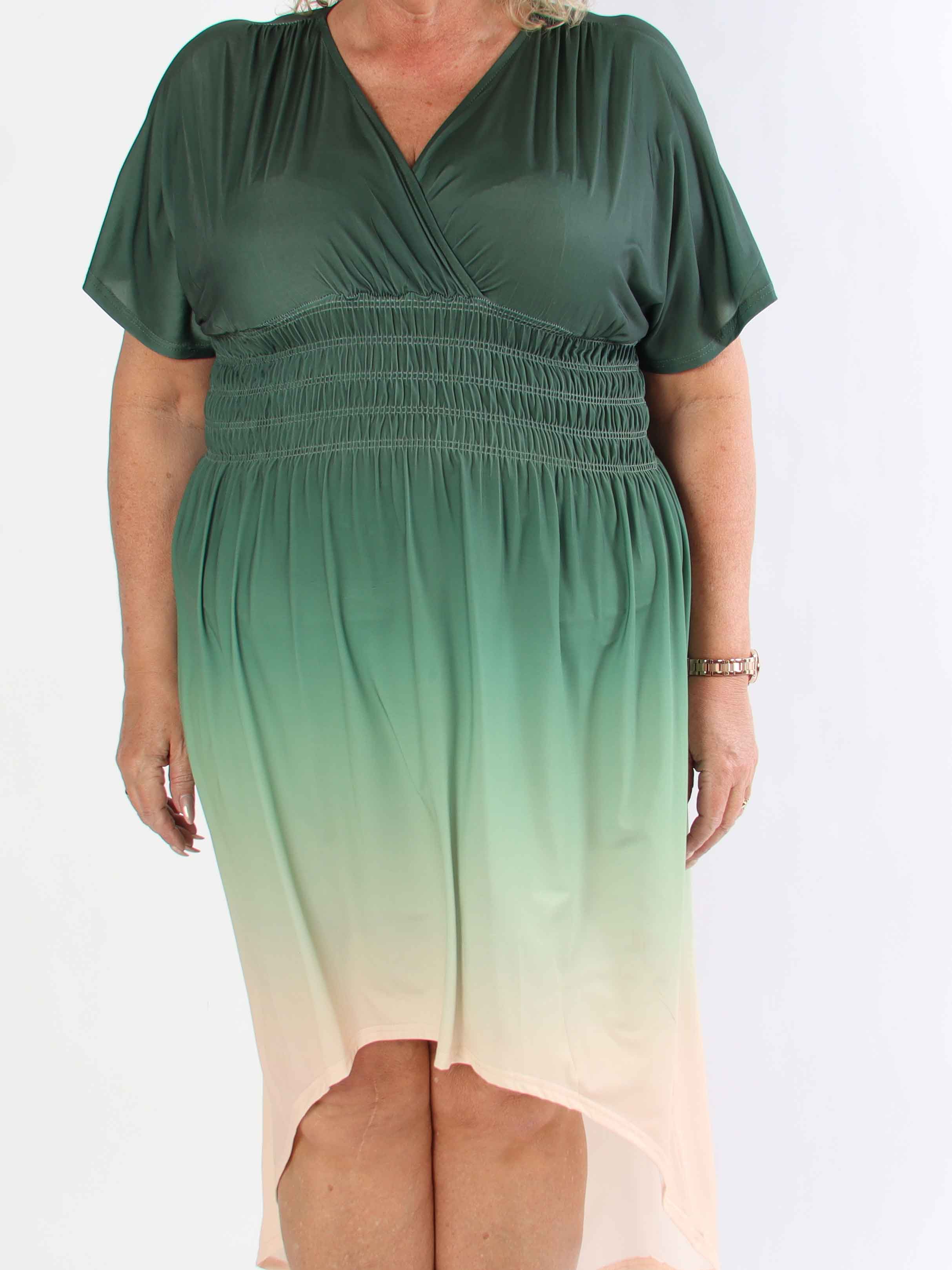 Pams Fade High-low - Elastisk flerfärgad plus size klänning