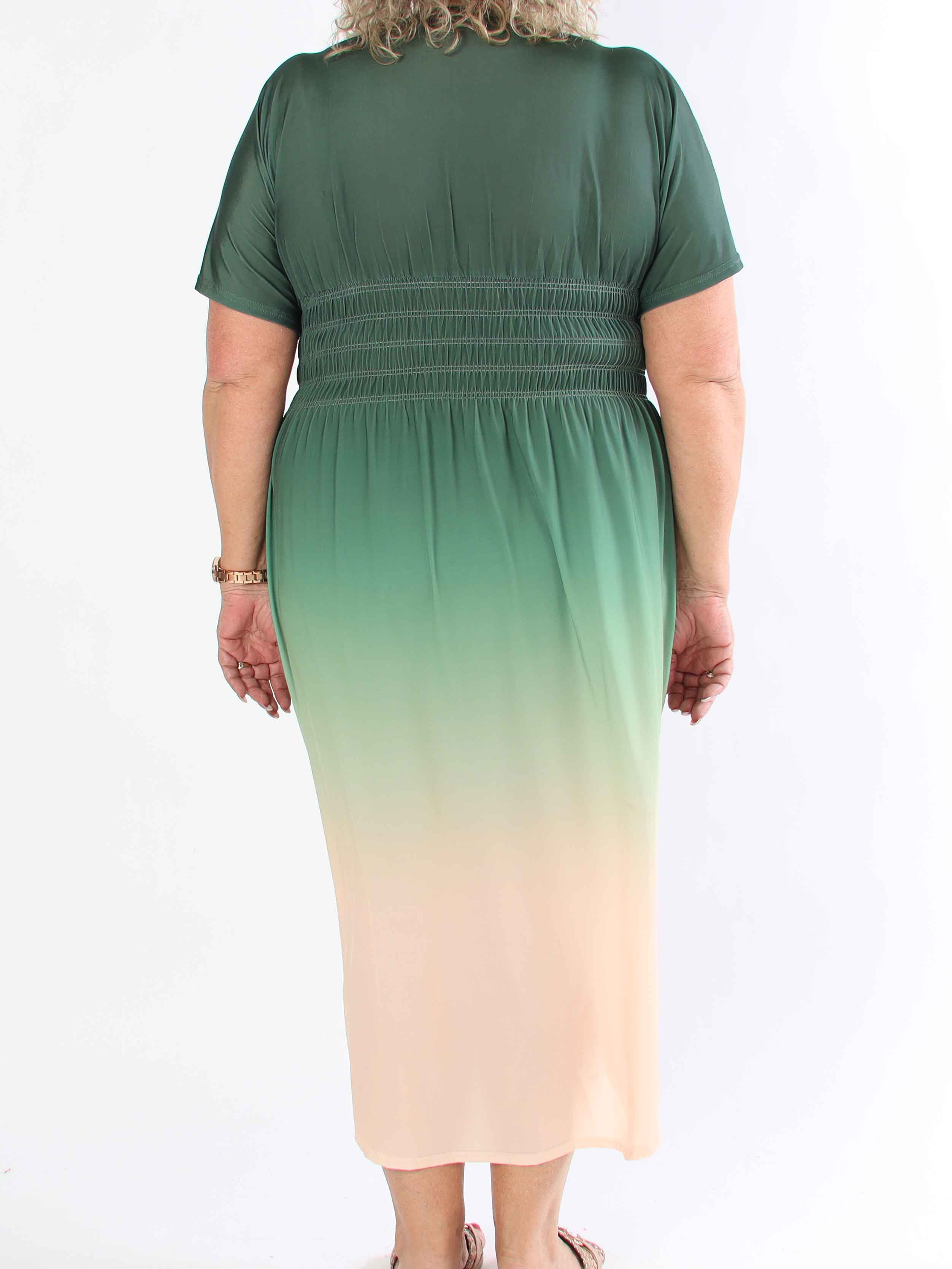 Pams Fade High-low - Elastisk flerfärgad plus size klänning